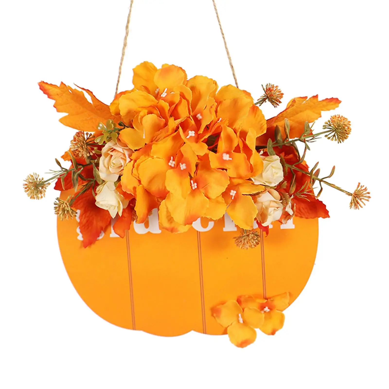 9.84inch Autumn Wreath Harvest Artificial Garland Front Door for Farmhouse