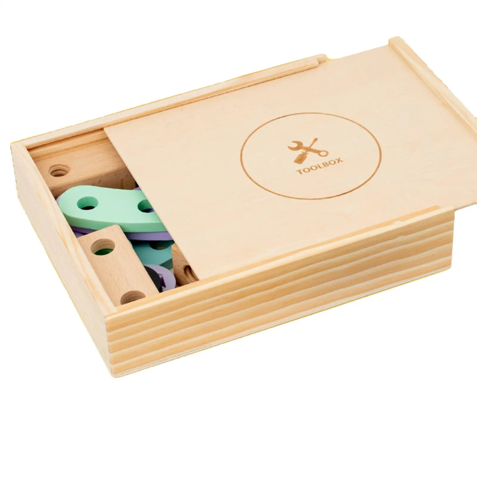 Wooden Repair Tool Box Toy Hand Eye Coordination Multifunctional Nut Screw Disassembly Learning Toy for Baby Children Girls Boys