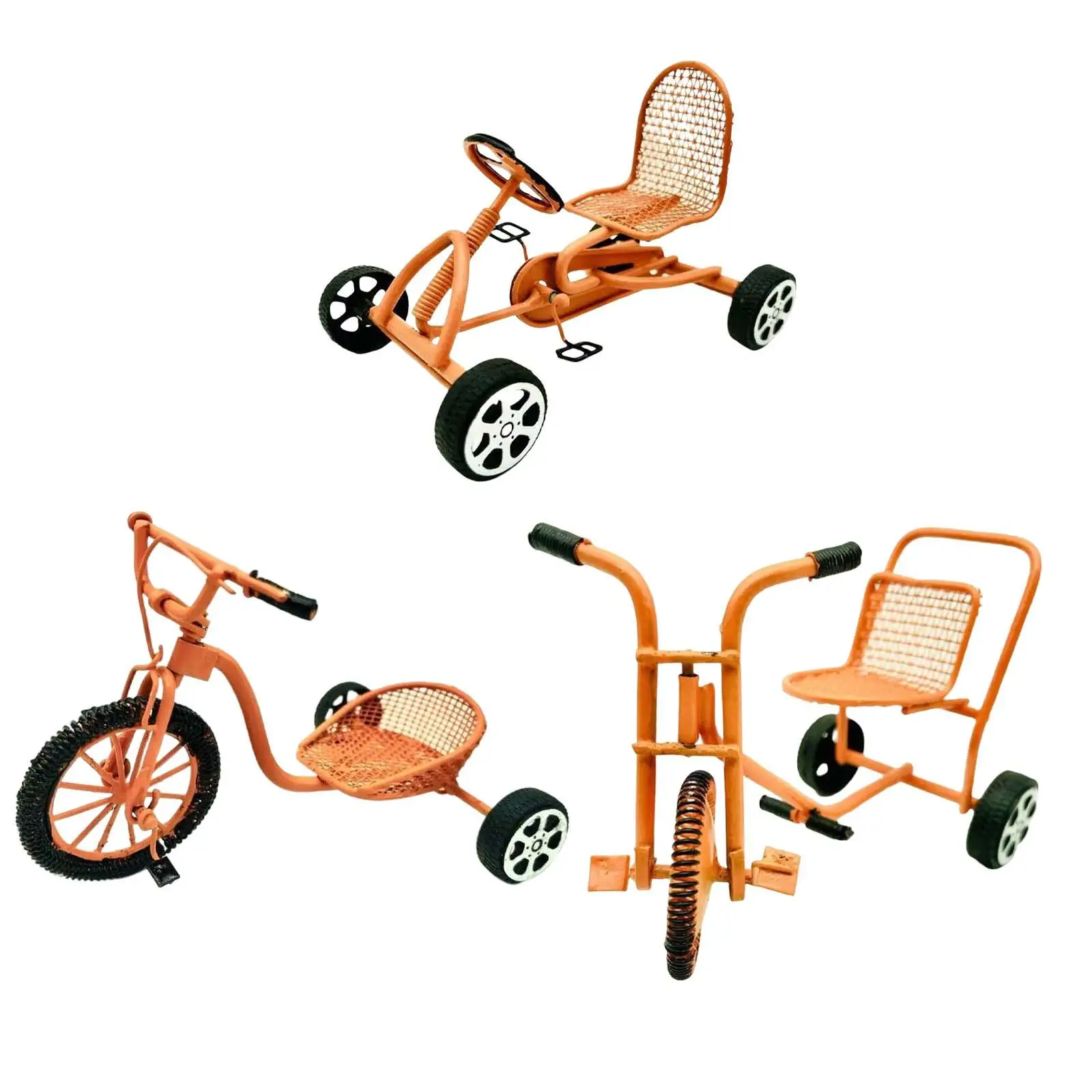 Simulation Mini Tricycle Model Trike 1:12 Dollhouse Decor Accessories Furniture Set Doll House Children Toy