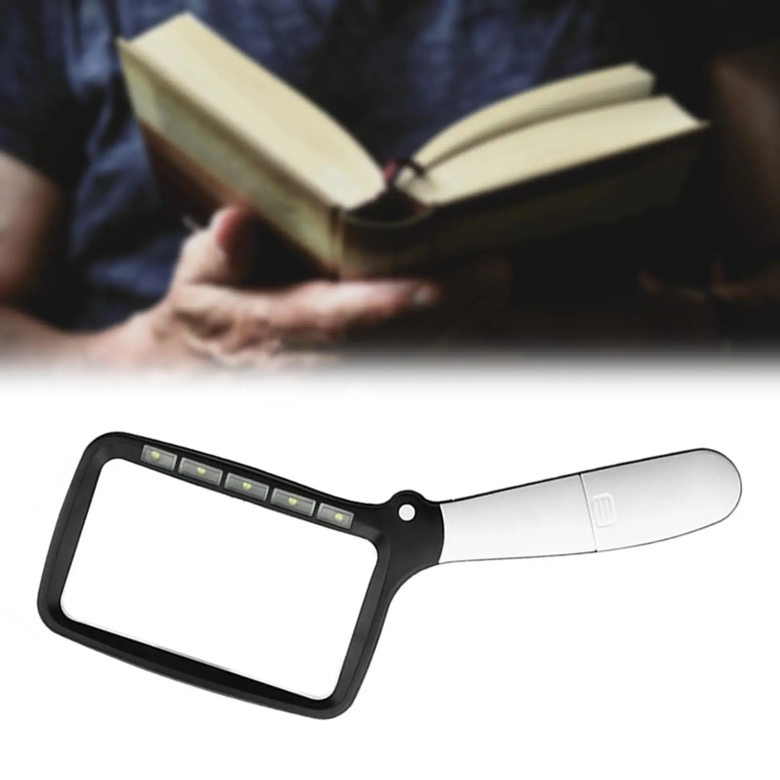 Reading  with Light Large with 5 Dimmable LEDs Magnifying Glass for Small Print