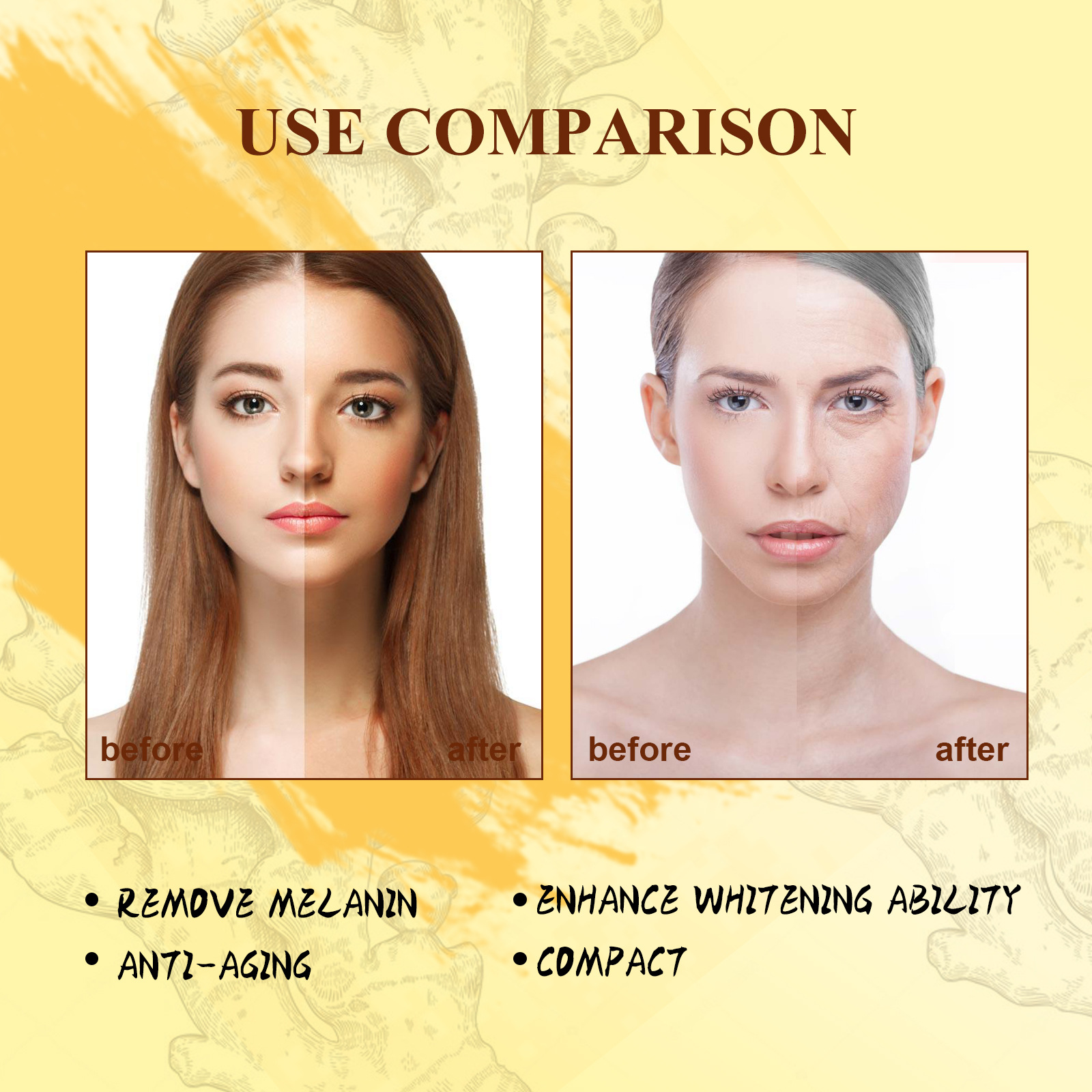 Turmeric Face Serum Whitening Dark Spots Remover Lighten Melanin Anti-Aging Reduce Fine Lines Brightening Improve Dull Skin Care_voghion.com