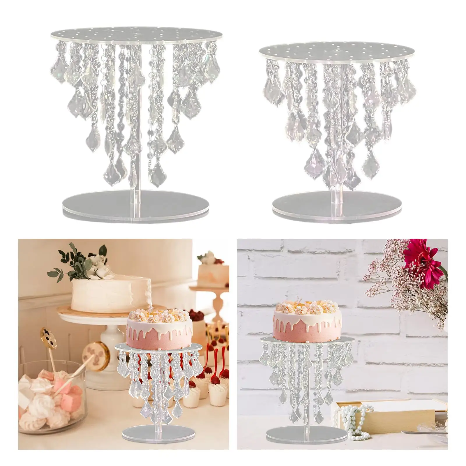 Wedding Centerpieces Stand Cake Stand Shiny Pndants Elegant Tabletop Flower Vase for Wedding Birthday Holiday Festivals