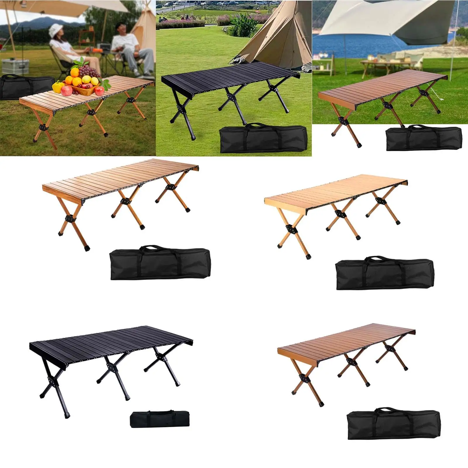 Camping Folding Table Aluminum Table Top with Storage Carrying Bags Picnic Table for Fishing Beach Backyard Cooking Backpacking