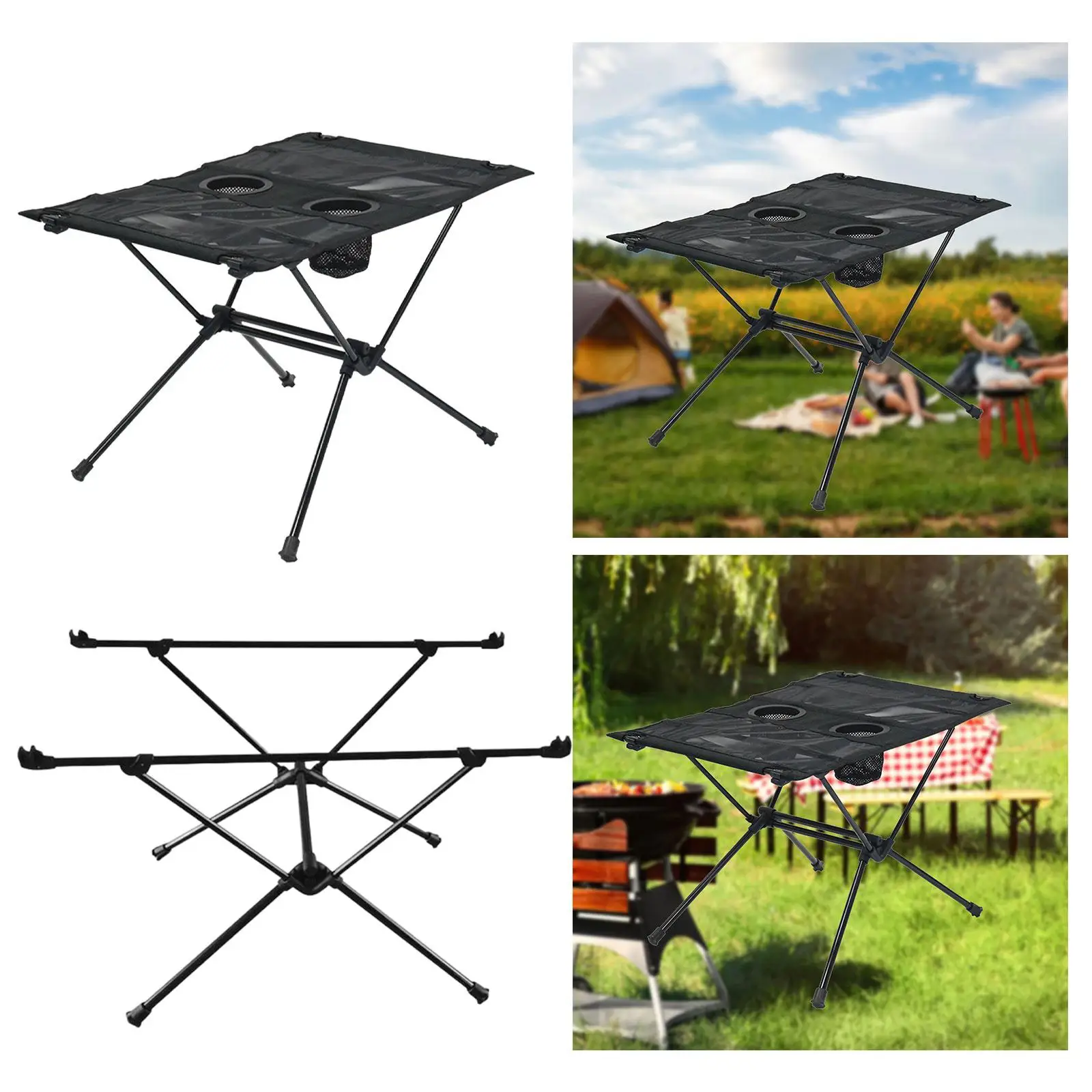 Folding Camping Table Portable Desk with Storage Bag Desk Rack Furniture Retractable for Backyard Outdoor BBQ Picnic Garden