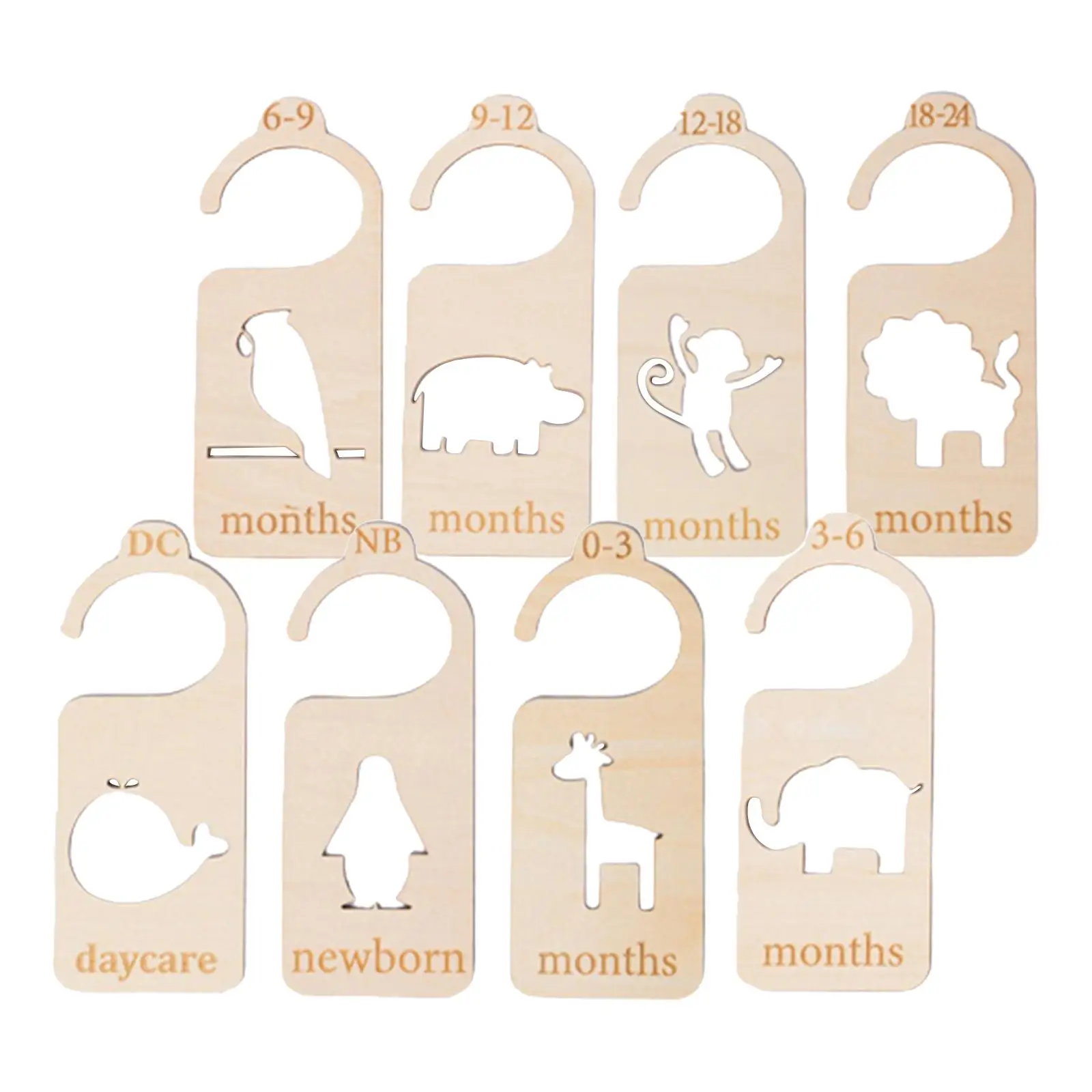 8Pcs Wooden Baby Closet Dividers Baby Clothing Size Age Dividers for Bedroom Nursery