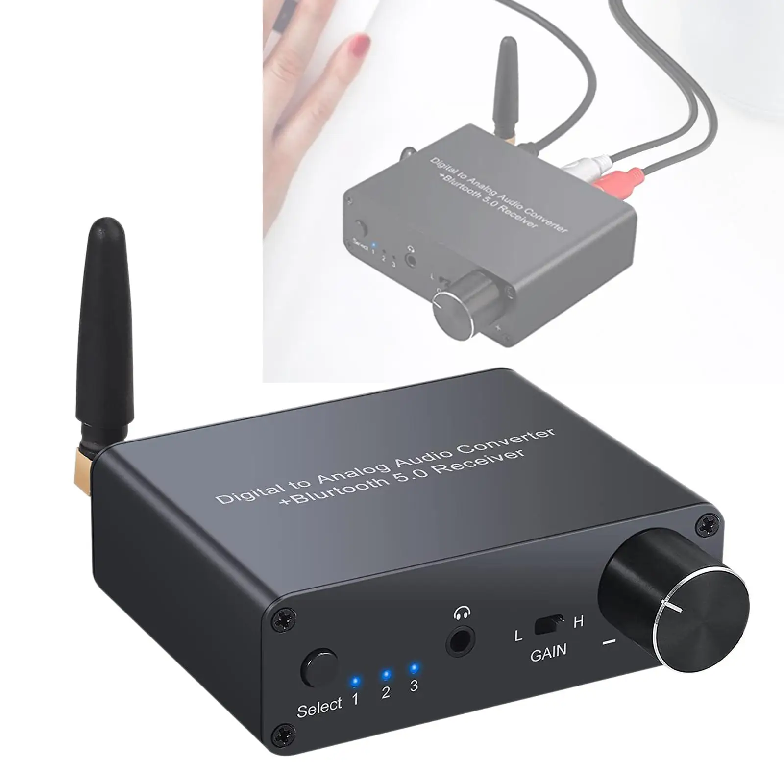 Digital to Analog Audio Converter Bluetooth 5.0 Receiver Low Latency with Volume Control DAC Converter Digital to Analog for TV