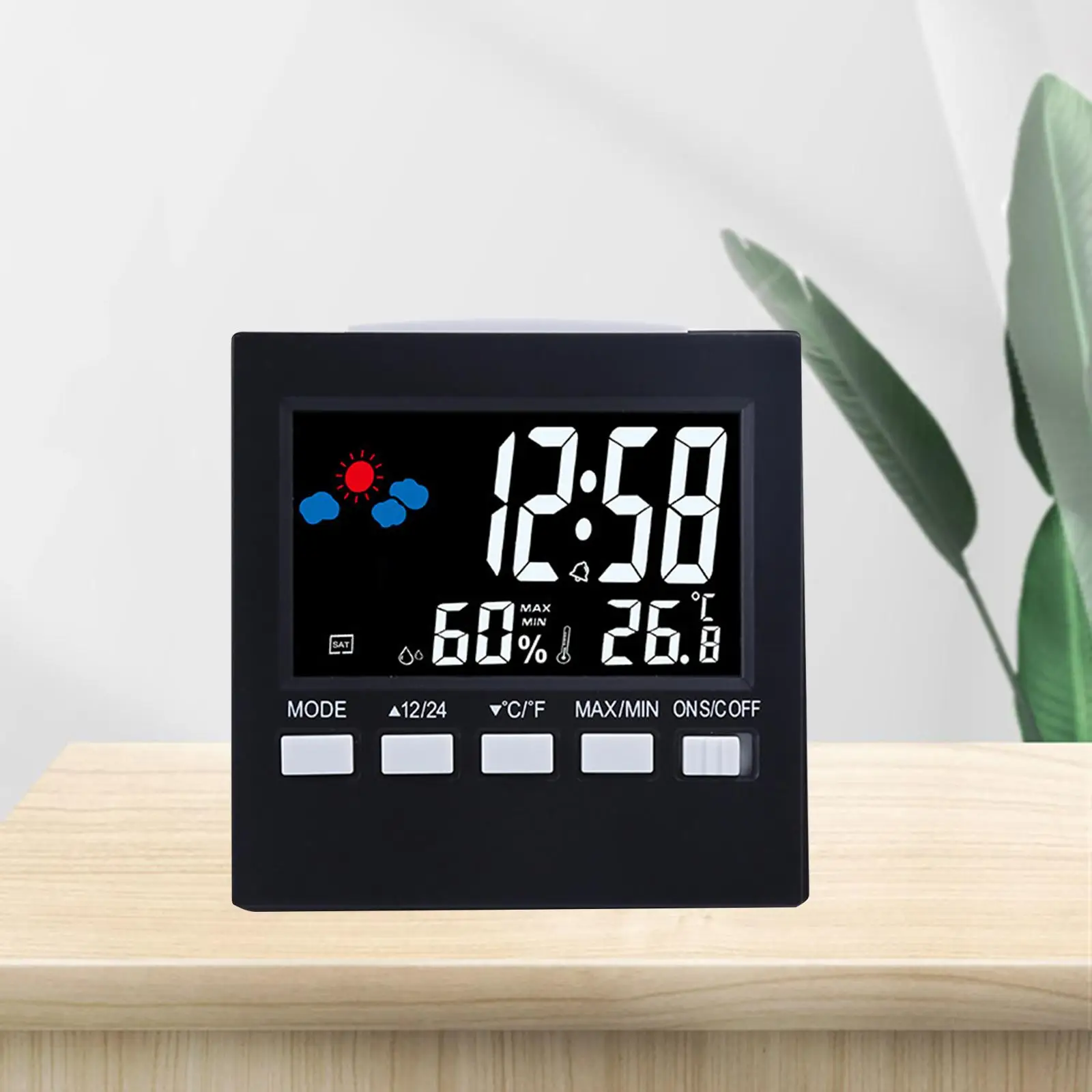 Alarm Clock Hygrometer Snooze Functions Indoor Large LED Display for Bedroom