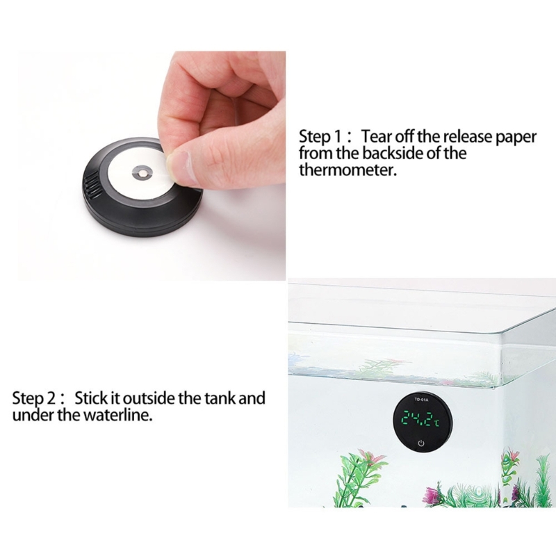 Aquarium LED Thermometer Cordless Rechargeable Aquarium Digital Thermometer Wires Water Temperature Gauges