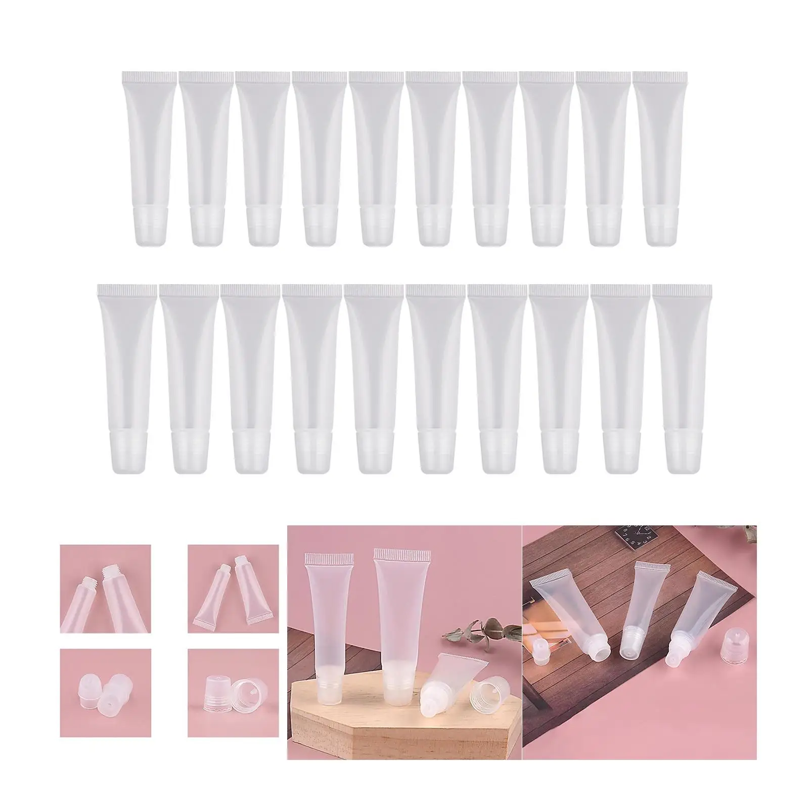 10Pcs  Tubes Empty Soft Portable Refillable with Caps Cosmetic Containers for Lipgloss Making Supplies Makeup