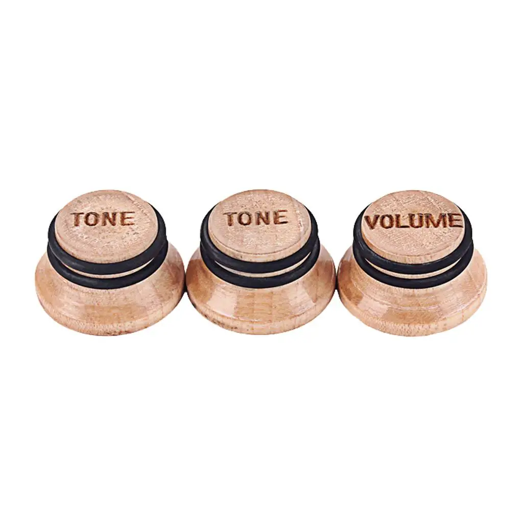 3pcs Wooden  Control Knob Switch for Electric Guitar Replacement Parts