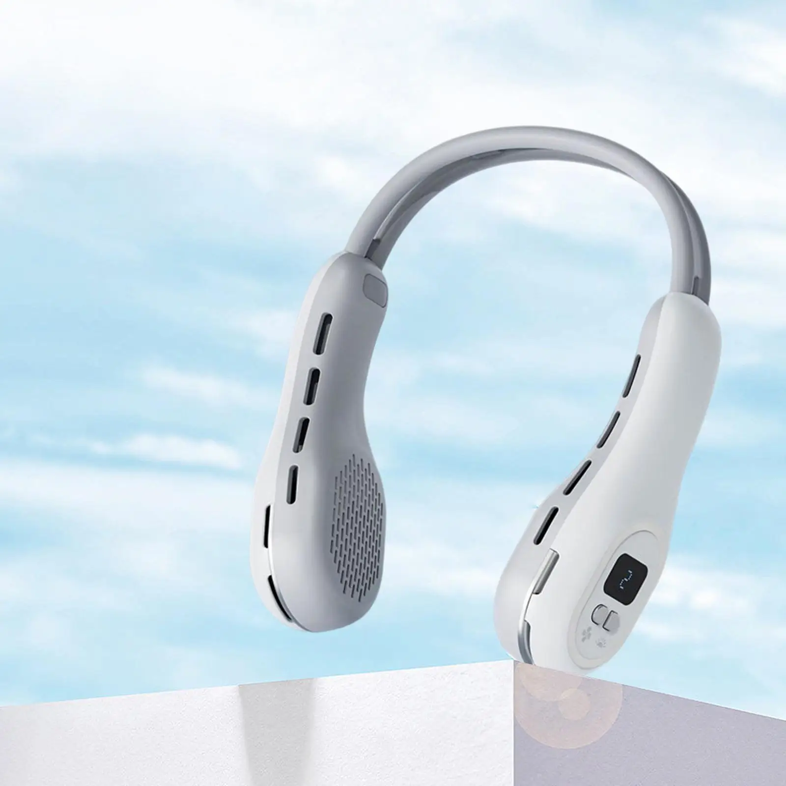 Portable Neck Fan Free Adjustment Quiet headphone with 3 Speeds wind Speeds Bladeless Fan Wearable Personal Neck Fan for Travel