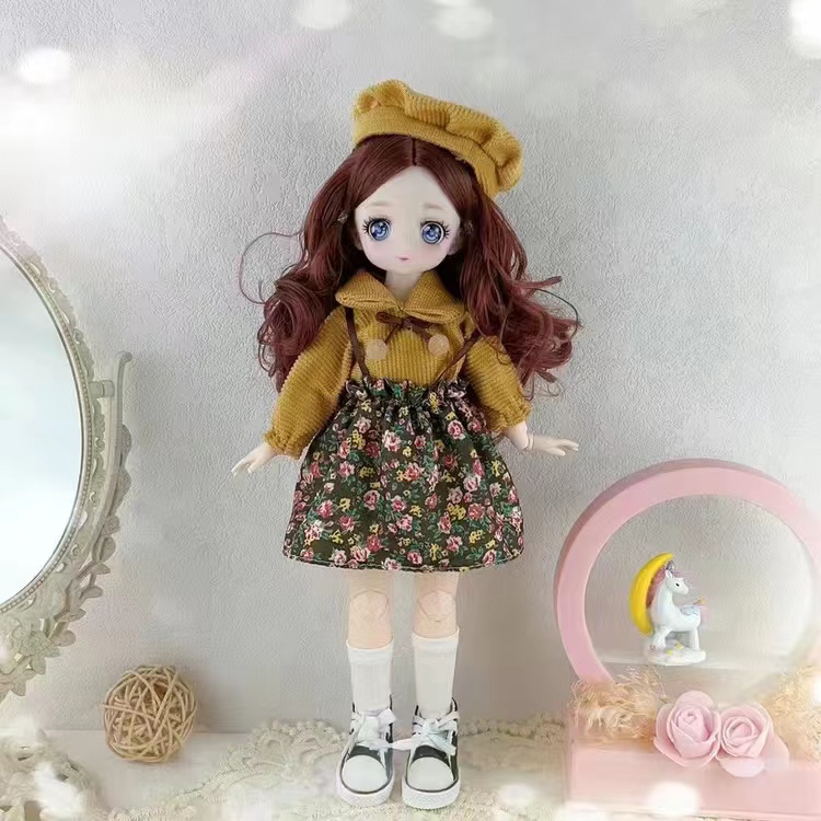 30cm Kawaii BJD Doll Girl 6 Points Joint Movable Doll with Fashion Clothes Soft Hair Dress Up Girl Toys Birthday Gift Doll New