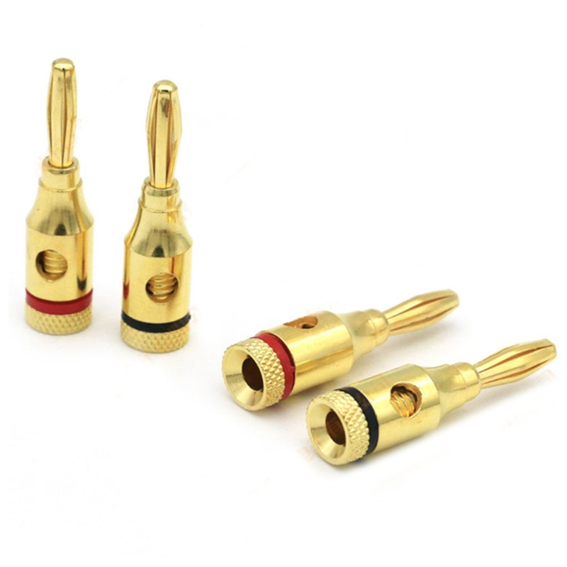 Gold Plated Speaker Banana Plugs Open Screw Type Connector for Speaker Wire Home Theater