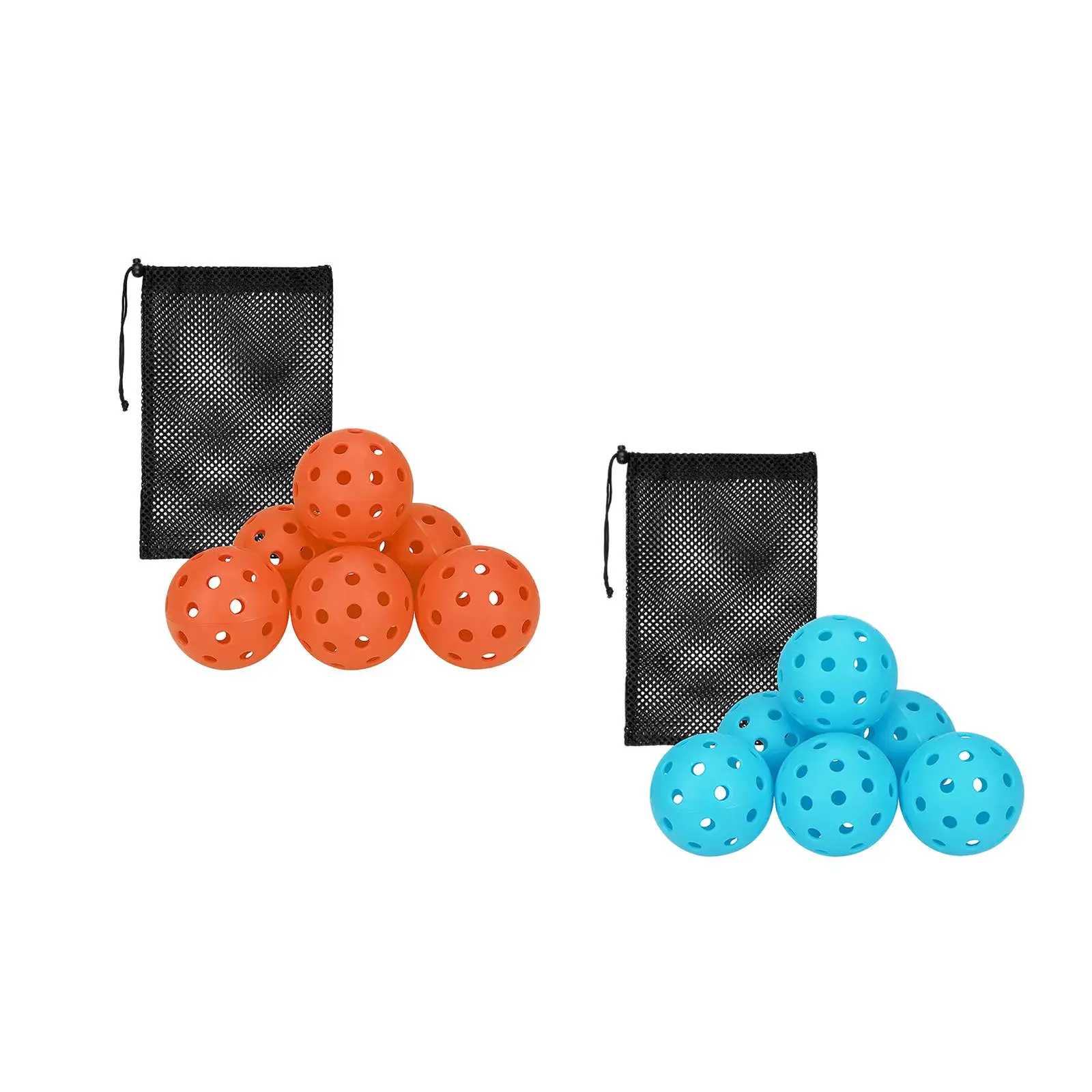 6x 40 Holes Pickleball Balls with Mesh Bag Pickleball Accessories for Adult