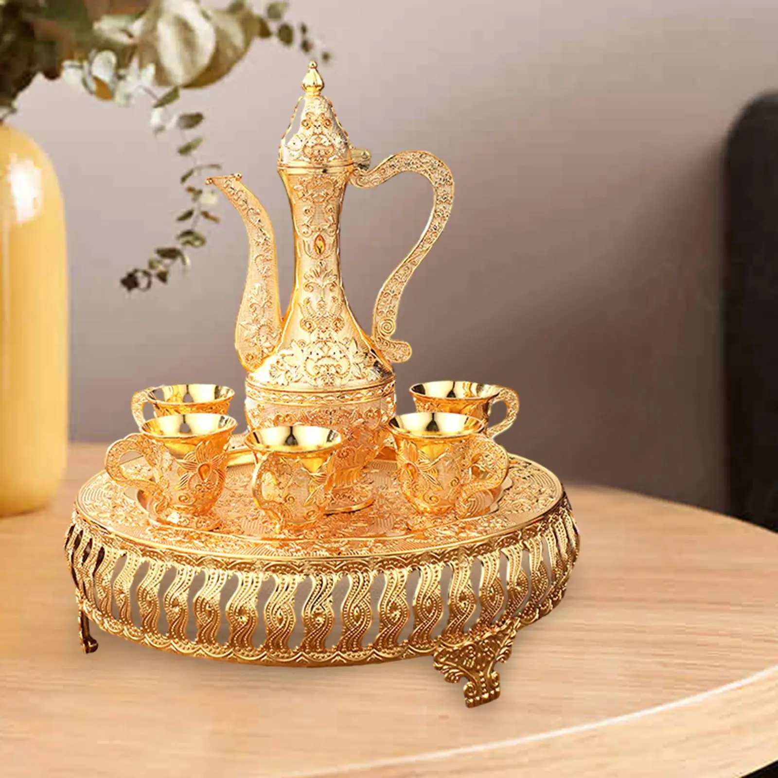 Tea Set with Cups Water Serving Set China Coffee Set for Living Room Home Dining Room Bedroom Decoration