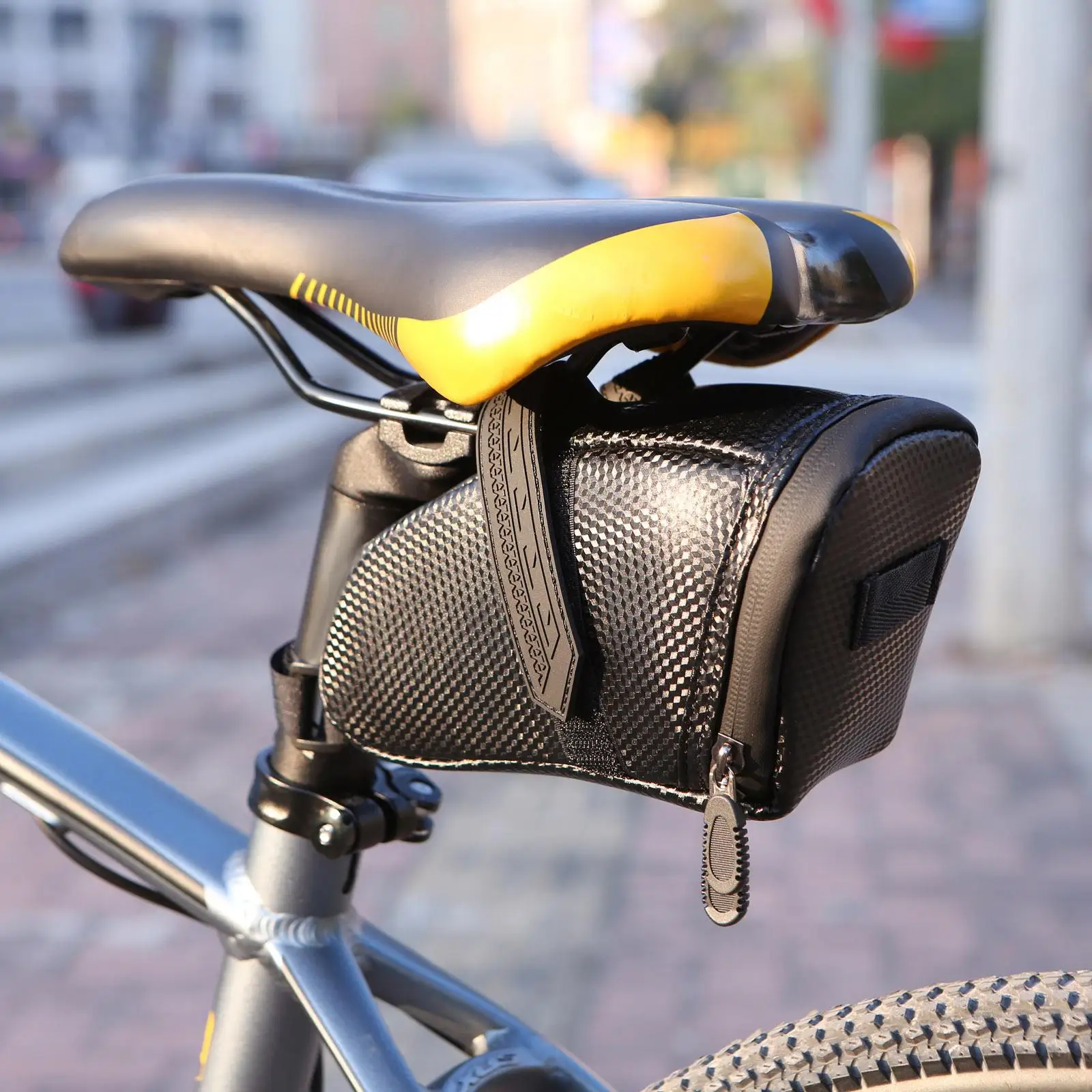 Bike Saddle Bag Water Bottle Holder Water Resistant Fully Waterproof Bike Bag Under Seat Bike Wedge Pack for Mountain Road Bike