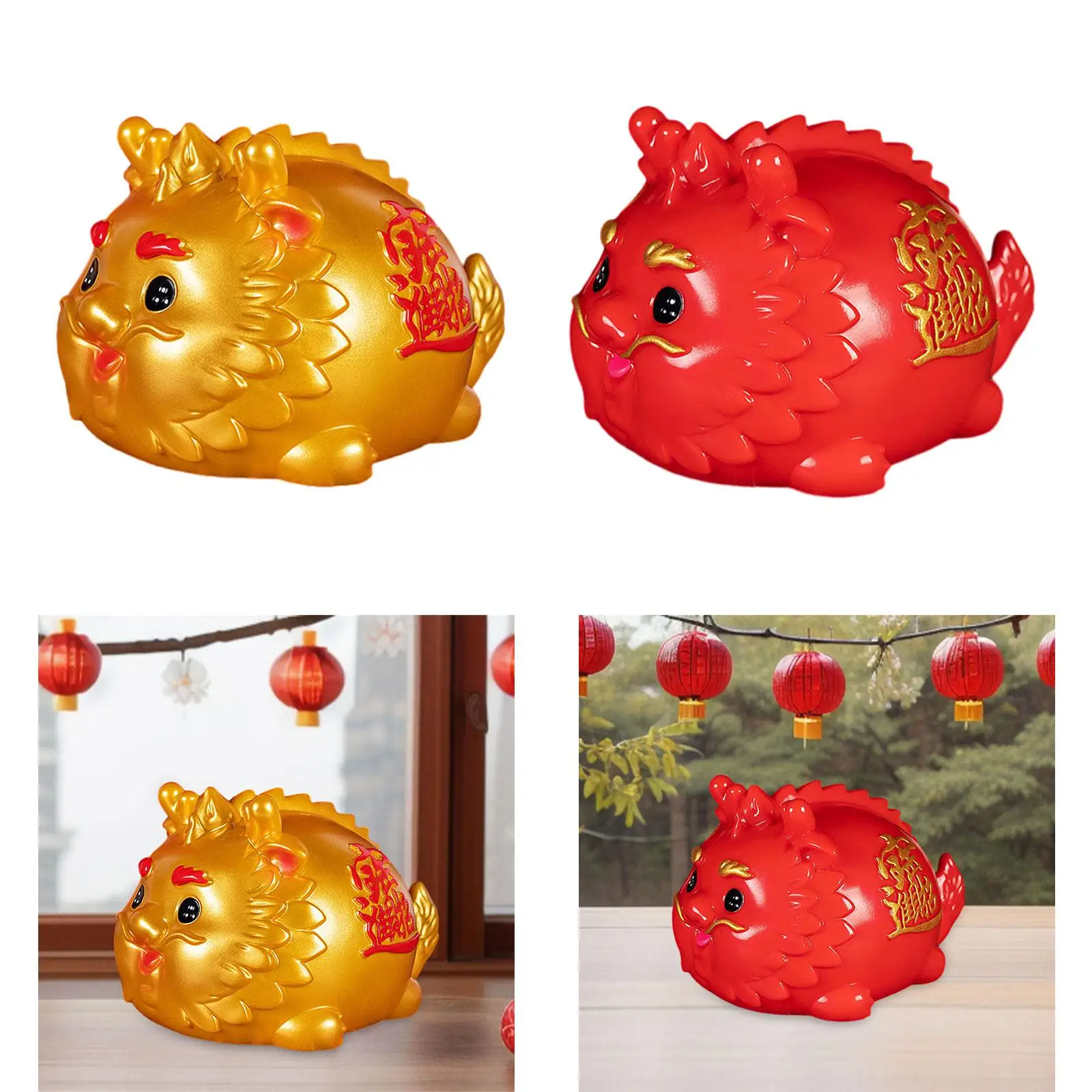 Spring Festival Dragon Piggy Bank Chinese New Year Piggy Bank Storage Case Dragon Statue for Living Room Holidays Desk Home Kids