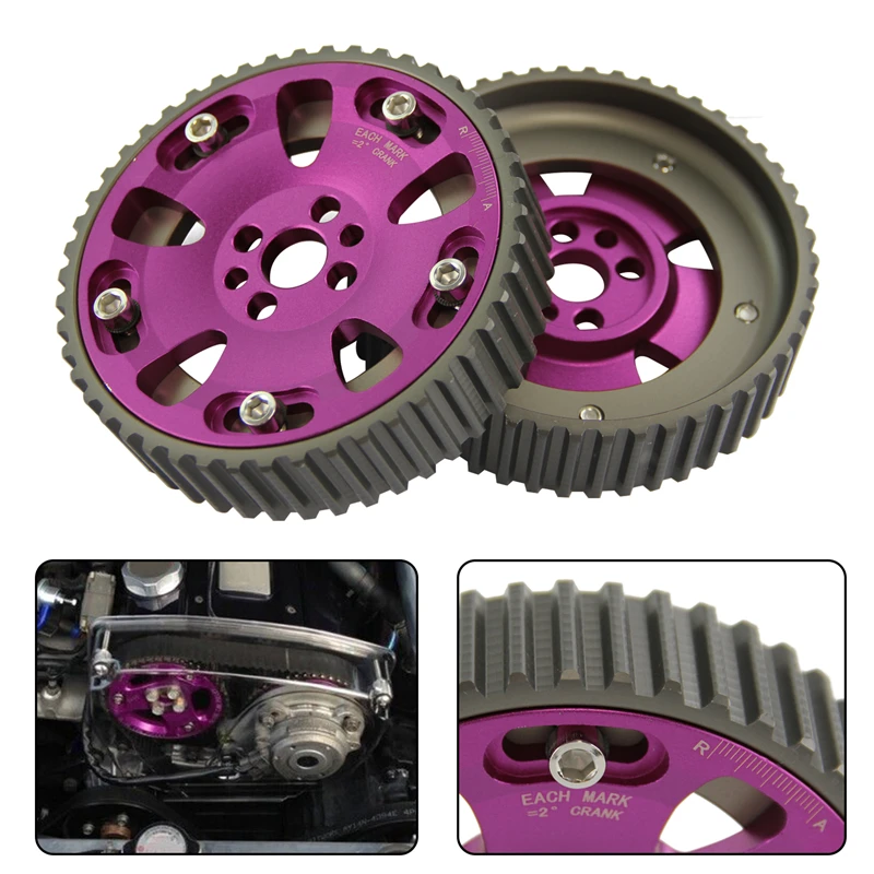 AJP Distributors Adjustable Cam Gears Timing Gear Pulley Kit Purple For Skyline R32 R33 R34 GTR RB20 RB25 RB26 1989 1990 1991 1992 1993 1994 1995 1996 1997 1998 1999 2000 2001 2002 