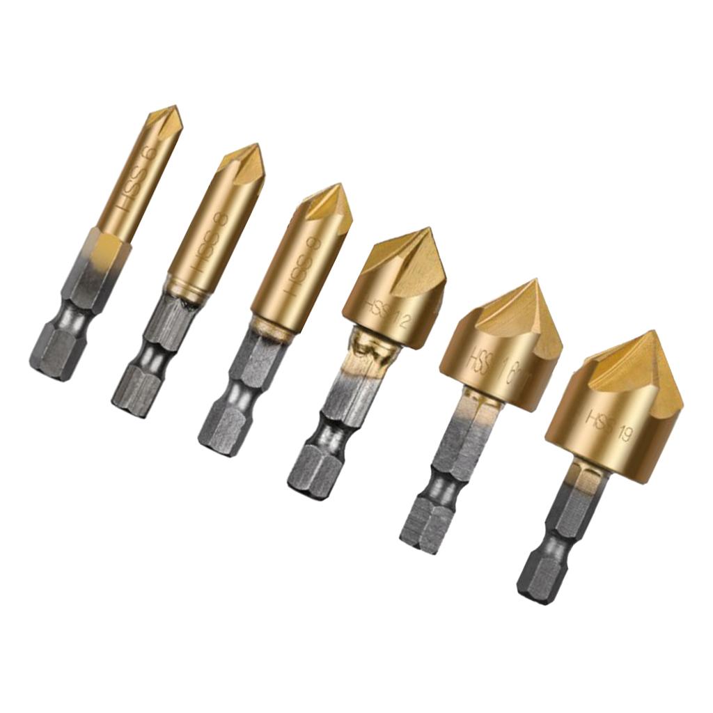 Drill Bit Set Drilling Tool 90 Degree Hex Axis 5 Edge Chamfering Drill Bit 6