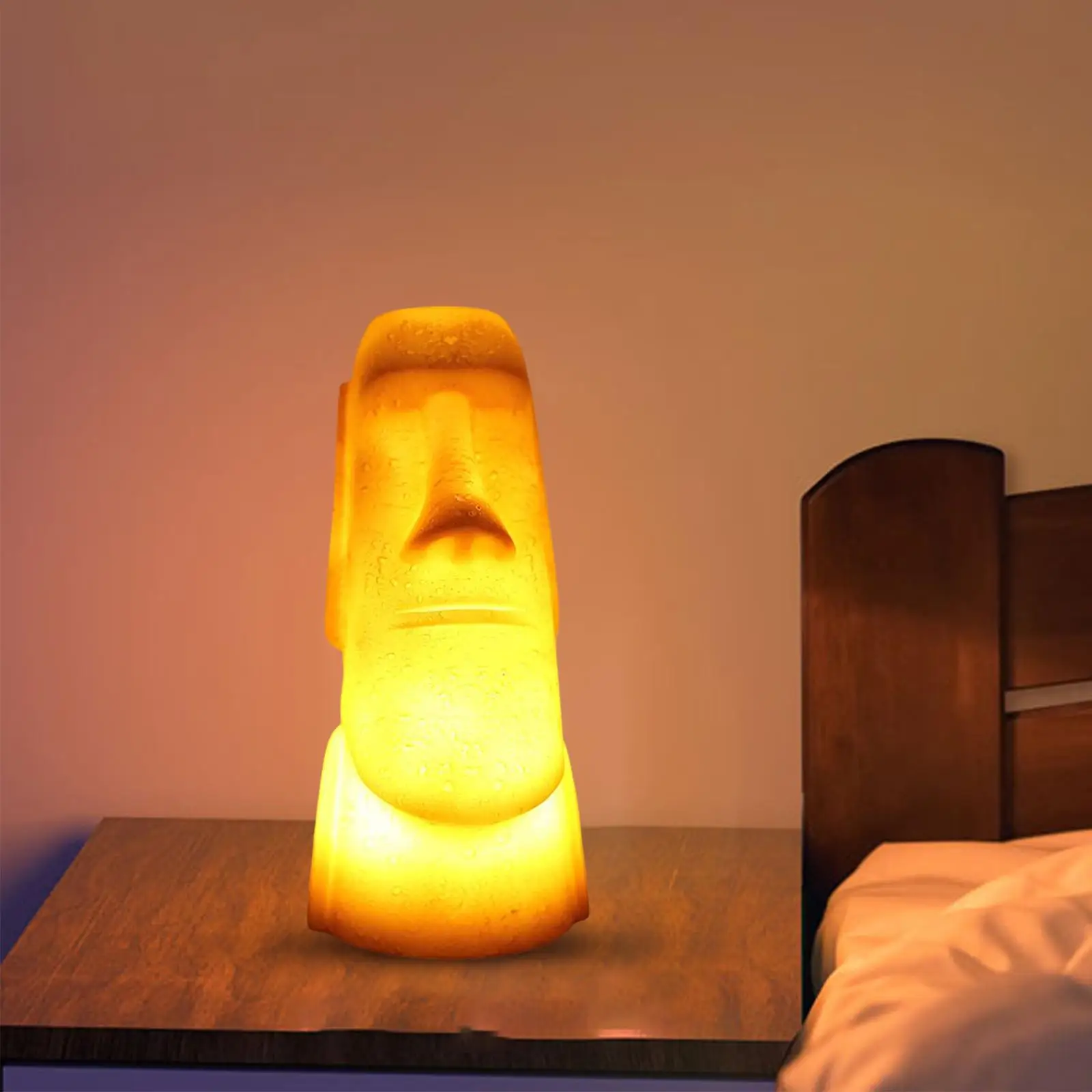 20cm 3D Night Light Easter Island Moai Stone Figure Battery Operated Desk LED Lamp Living Room Bedside Decoration