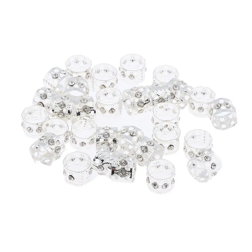 30 Pcs Shiny  Jewelry  Circles Beads Hairdressing Hair Bun extension s for Braids