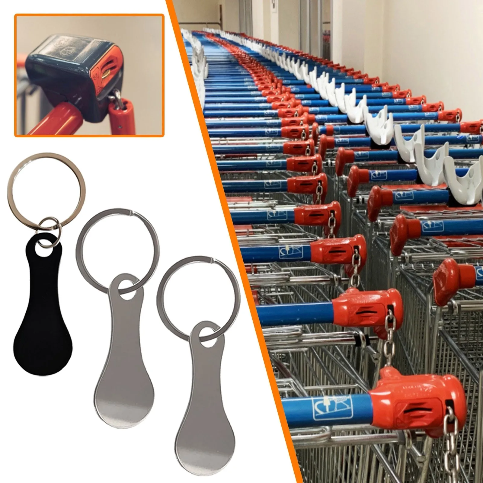 Metal Shopping Cart Tokens Trolley Token Key Ring Decorative Keychain Shopping Cart Token Keyring Supplies Coin Holder Keyring