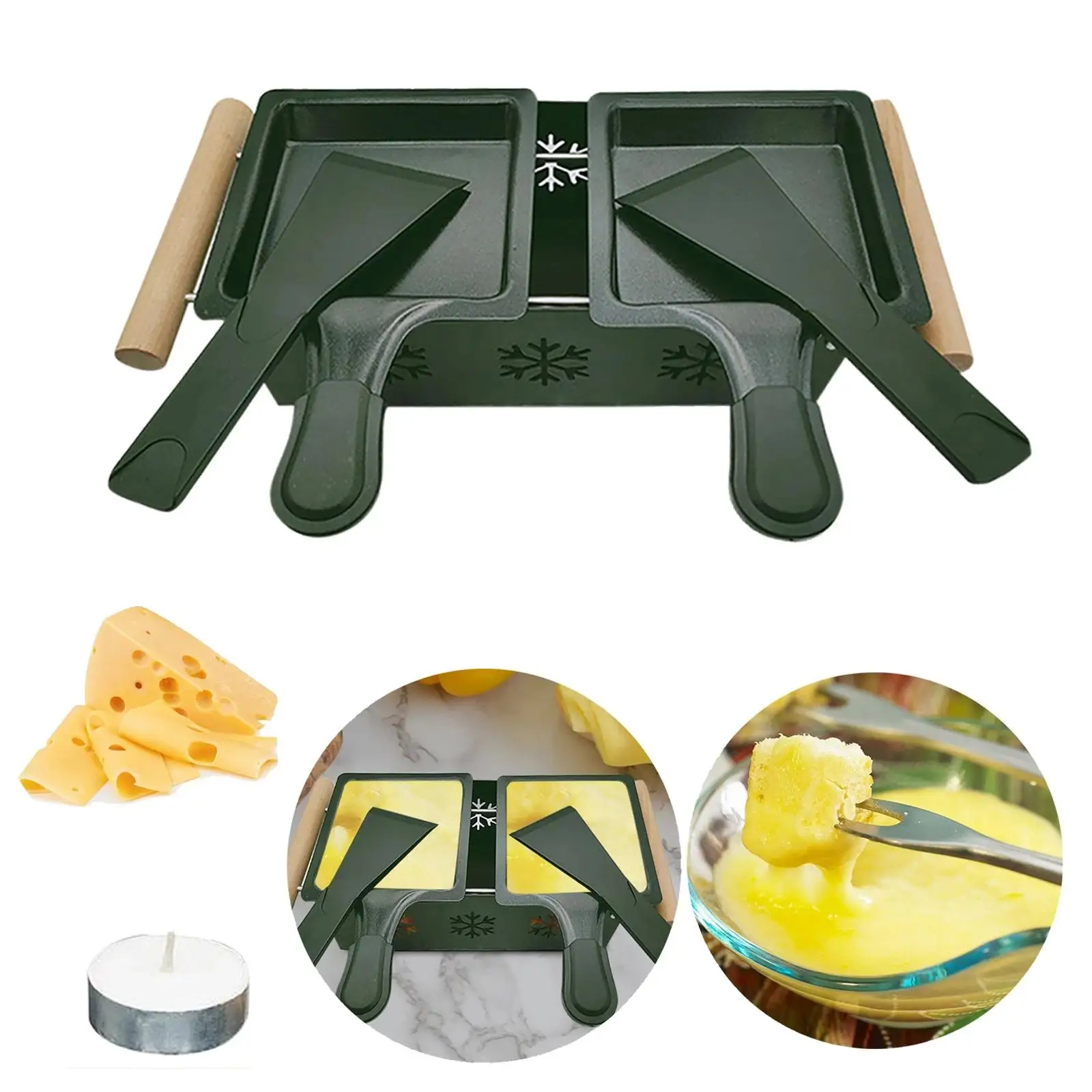 Mini Cheese Melter Pan Set Cheese Raclette Grilling Tool Foldable Handle
