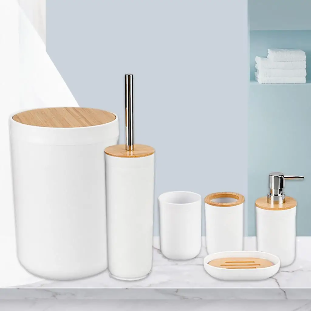 6x Bathroom Accessory Set Mouthwash Cup Toilet Brush Holder for Bathroom