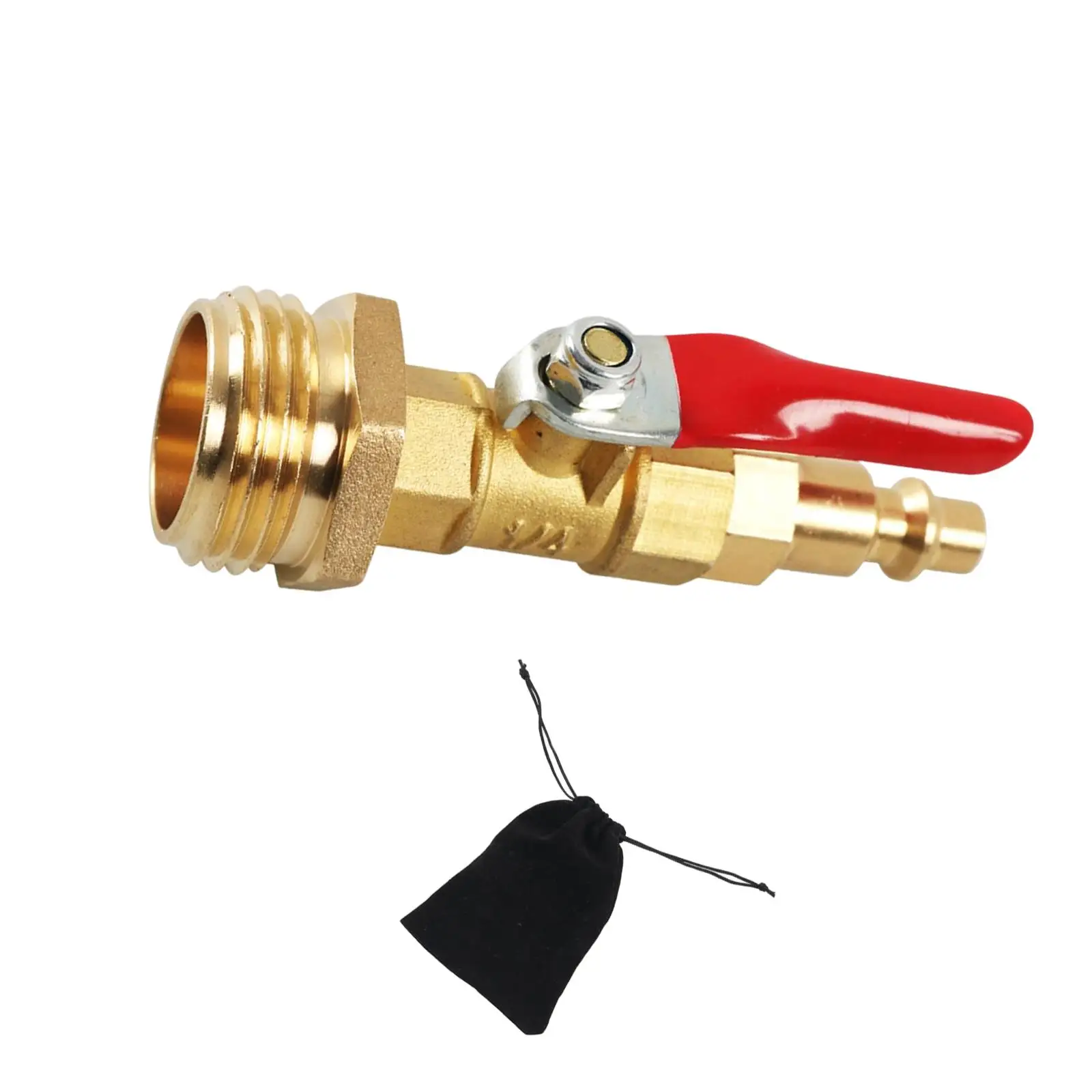 Winterize Blowout Adapter with 1/4 inch Male Quick Plug Brass Made Garden Hose Quick Connecting Plug for RV with Ball Valve