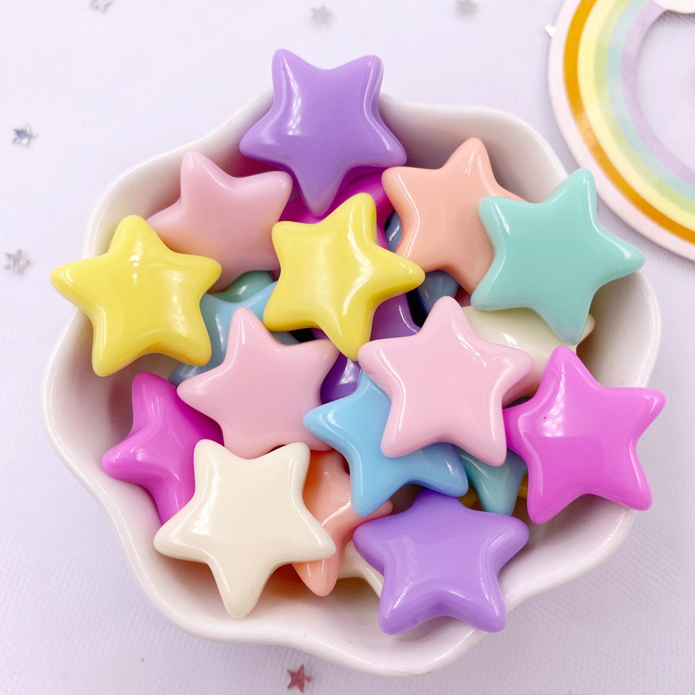 Harz Kawaii Bunte Cartoon Kristall Candy Farbe Stern Edelsteine Flatback Stein Figur 20PCS Sammelalbum DIY Haar Zubehör Dekor – Detail 2