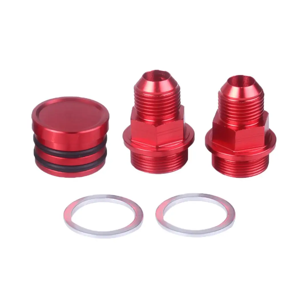 Block Breather Fittings & Plug For Honda B16 B18C Catch Can M28 10AN Red