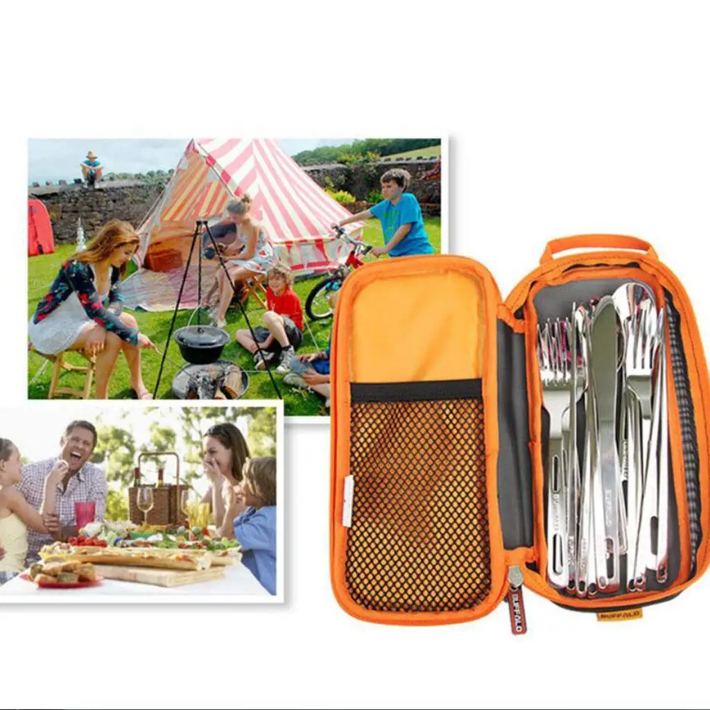 Picnic Bag Outdoor Camping BBQ Spoon Fork Tableware Flatware Organizer Case