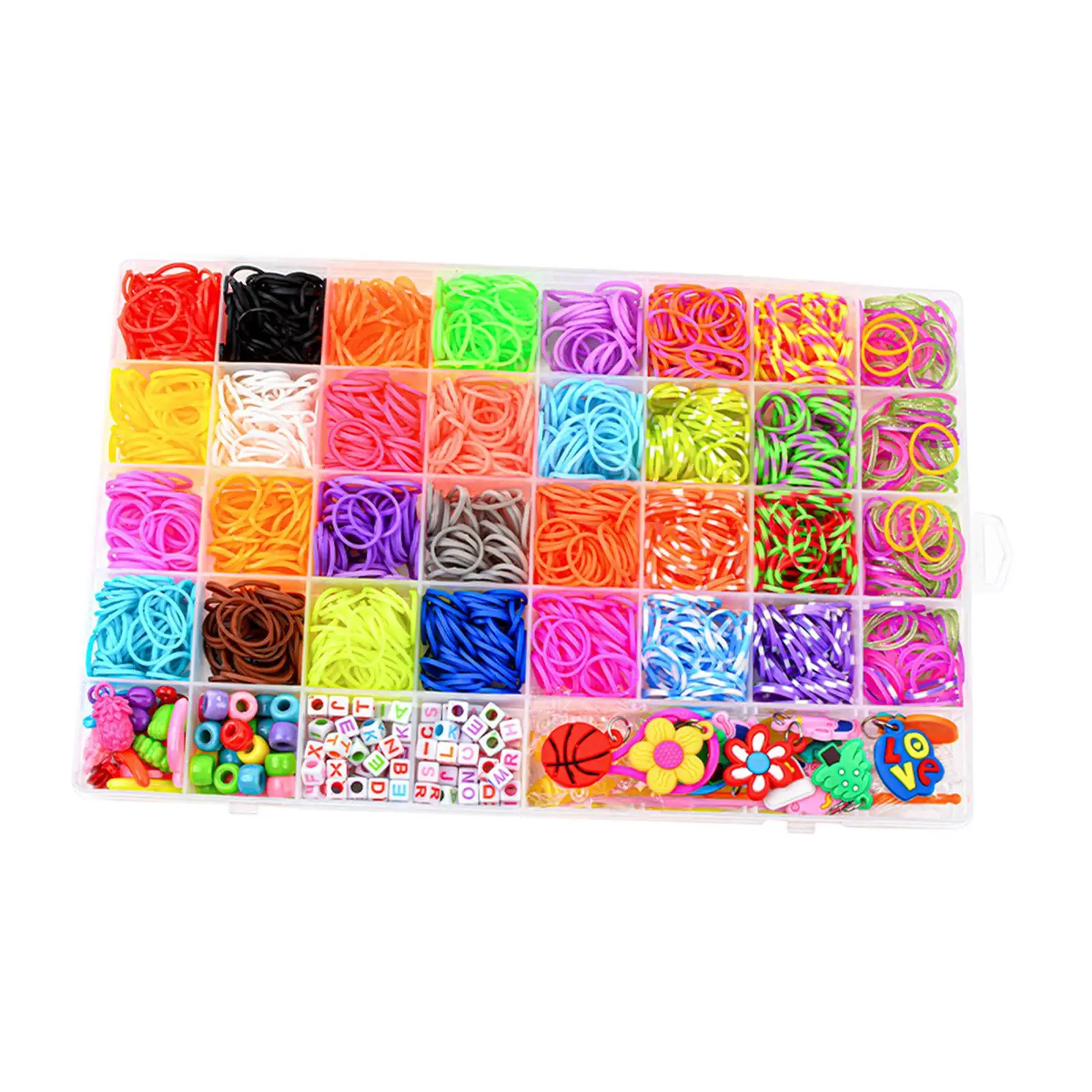 Kids Loom Bracelet Making Kit Colors Rubber Bands Accessories Practical with Clear Carrying Box Colorful for Girls and Boys