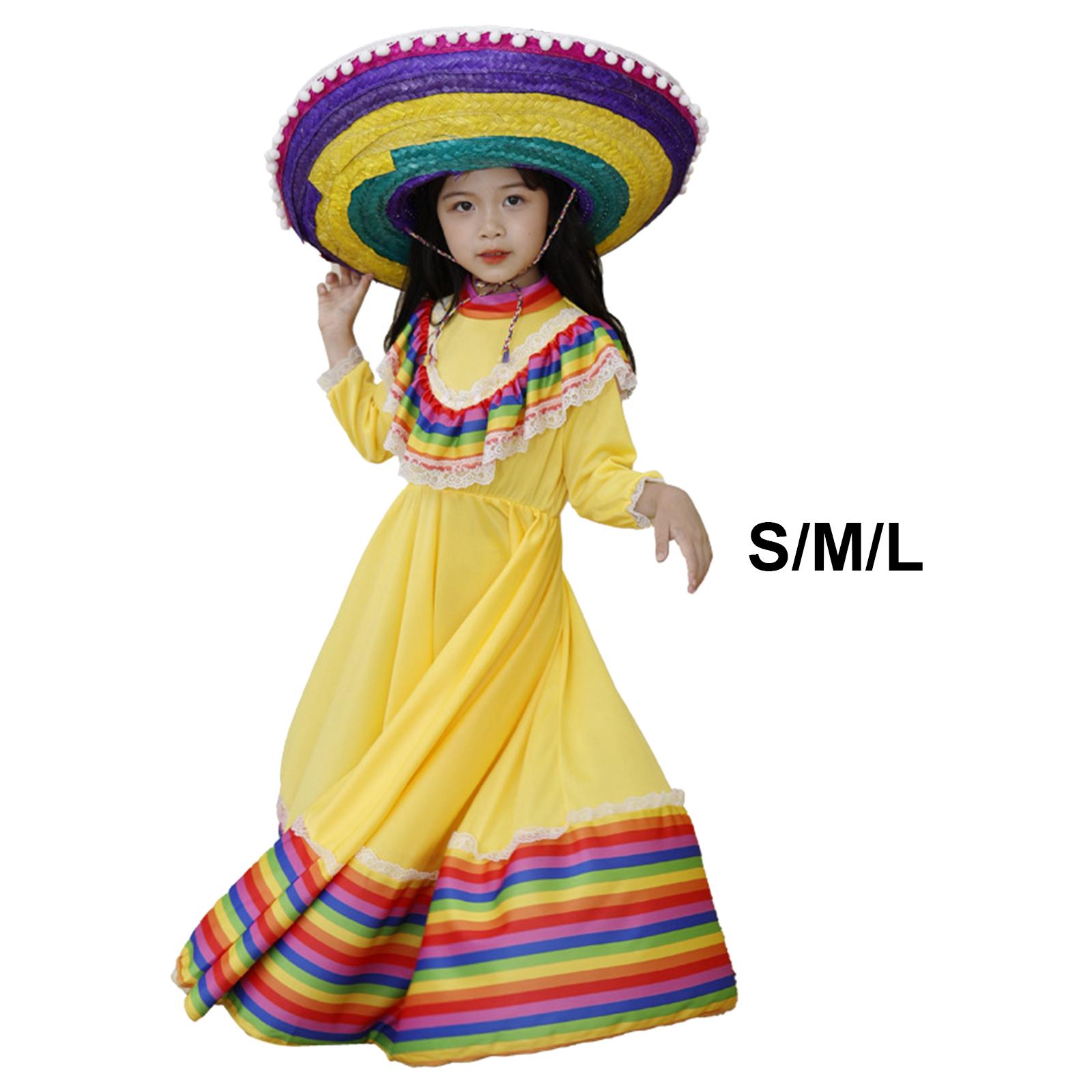 Girls Mexican Dress Outfit Costume for Carnival Children`s Day Halloween