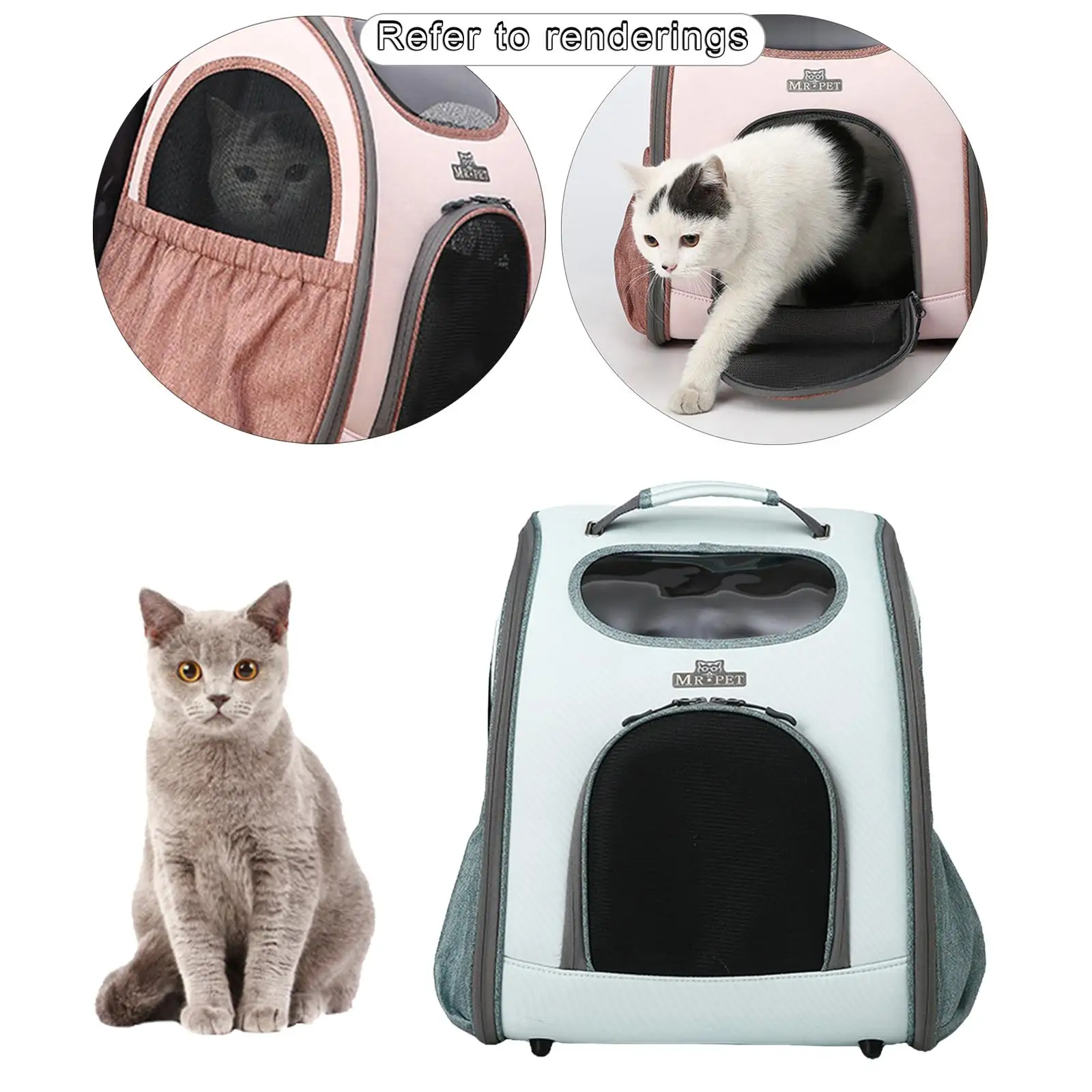 Ventilated Pet Dog&Cat Carrier Backpack with Storage Pockets Bunny Puppies