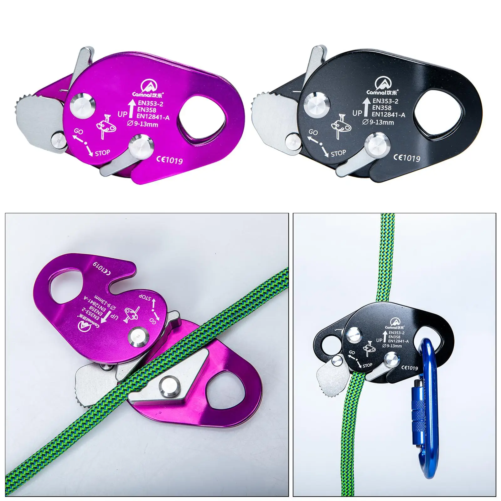 22KN Climbing Arborist Rope Grab Outdoor Exploring Adjuster Protection Gear for 9-13mm Rope Rappelling Belay Lanyard