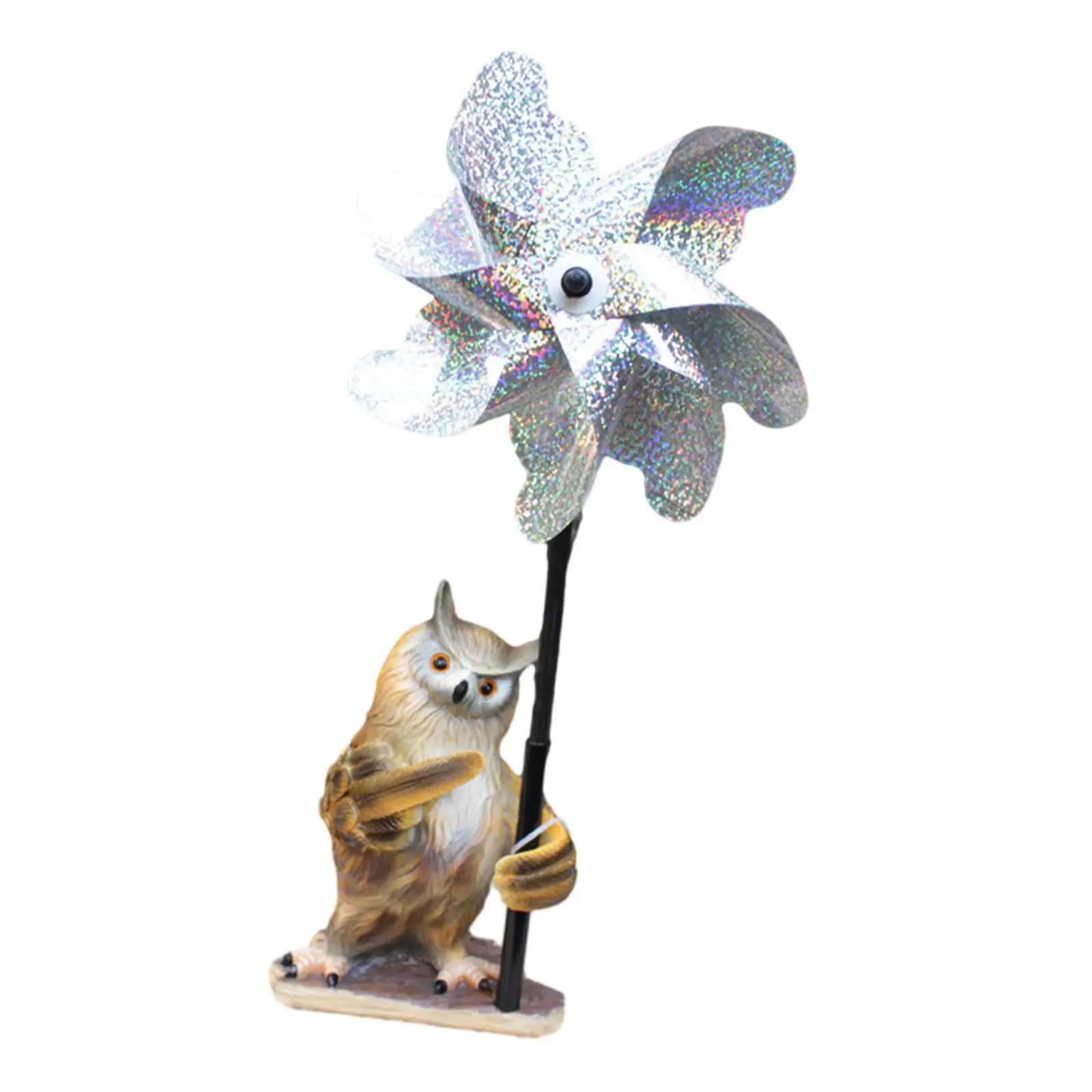Owl Windmill Statue Outdoor Yard Decoration Outdoor Sign Ornaments Resin Owl Garden Statue for Patio Yard Lawn Farm Decoration