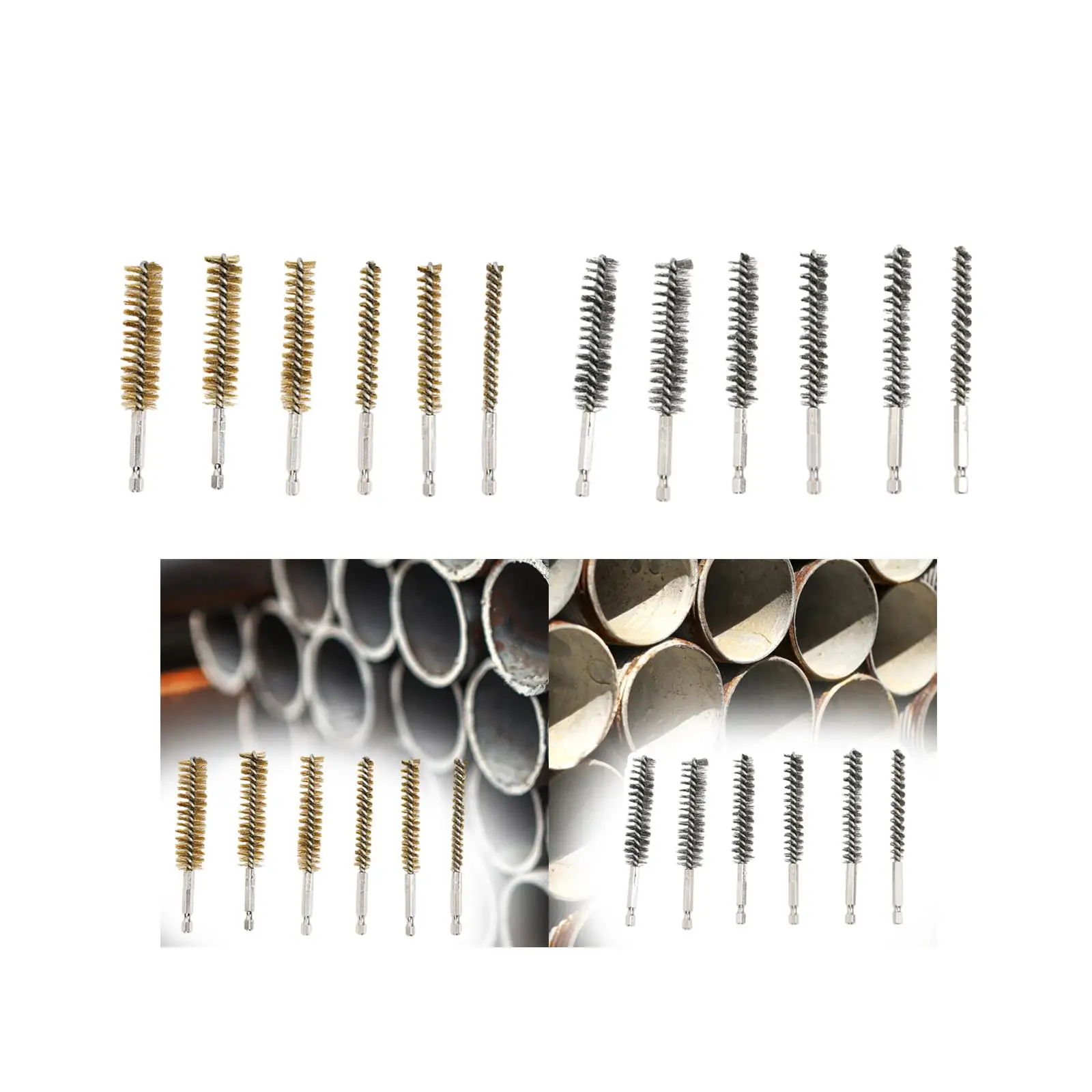 6Pcs Tube Brush Pipe Brush, Flexible 8mm 10mm 12mm 15mm 17mm 19mm Bore Cleaning Brush for Polishing, Ports Automotive