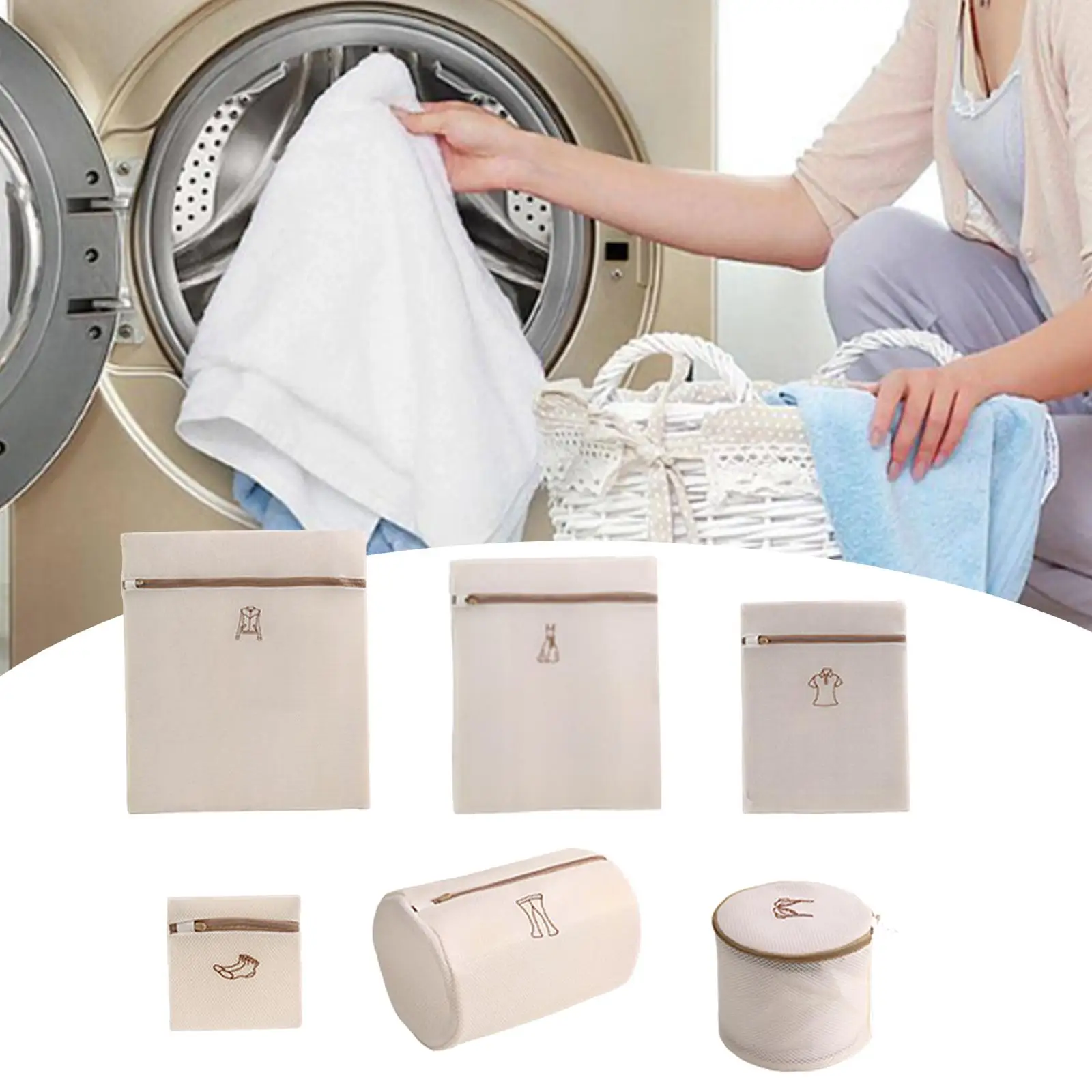 Mesh Laundry Bags with Zipper Clothes Storage Pouch Protective Delicates Wash Bag for Skirts Trousers Underwear Lingerie T Shirt
