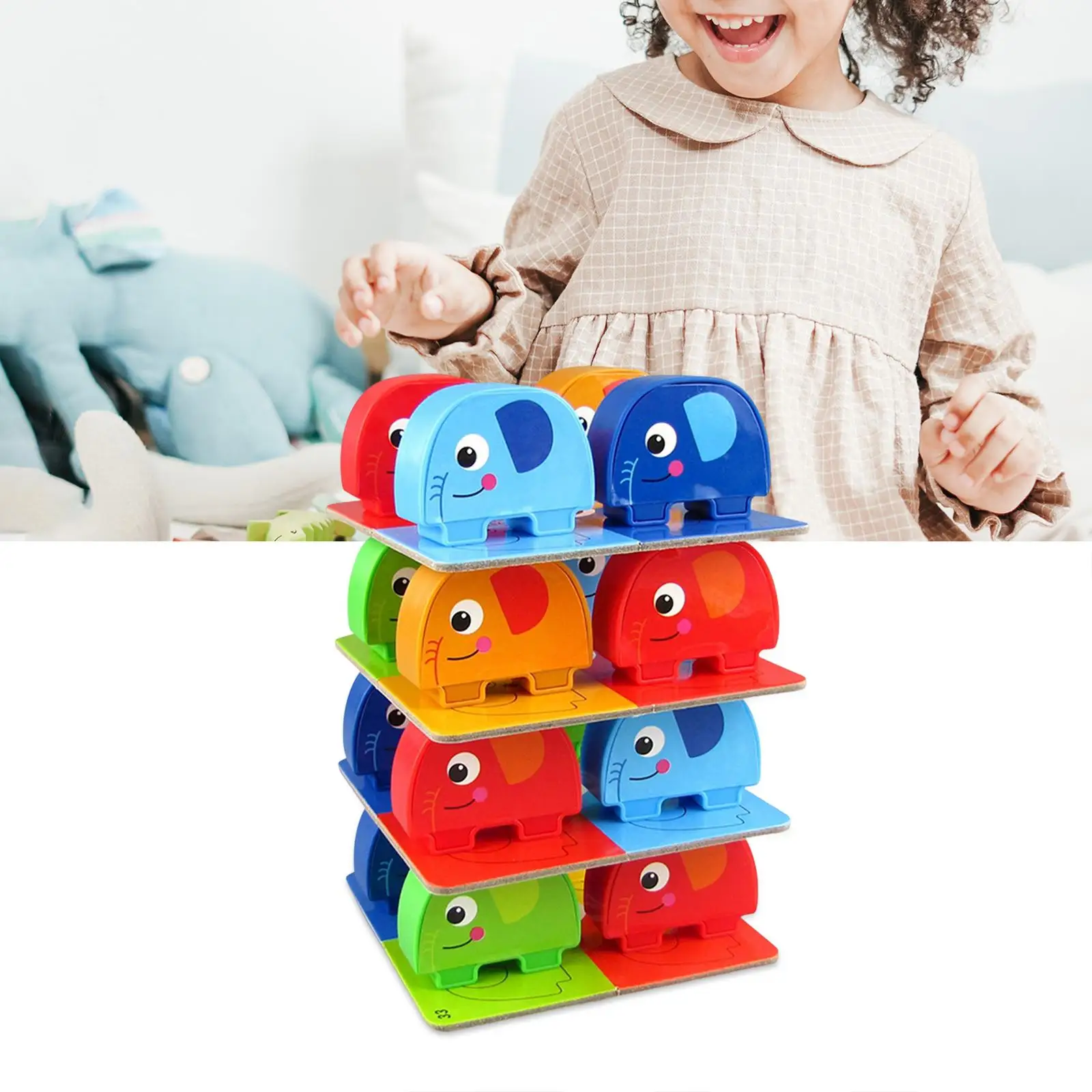 Stacking Elephant Sensory Toy Building Blocks Toy Balancing Game Hand Eye Coordination for Kids Boys Girls Toddlers
