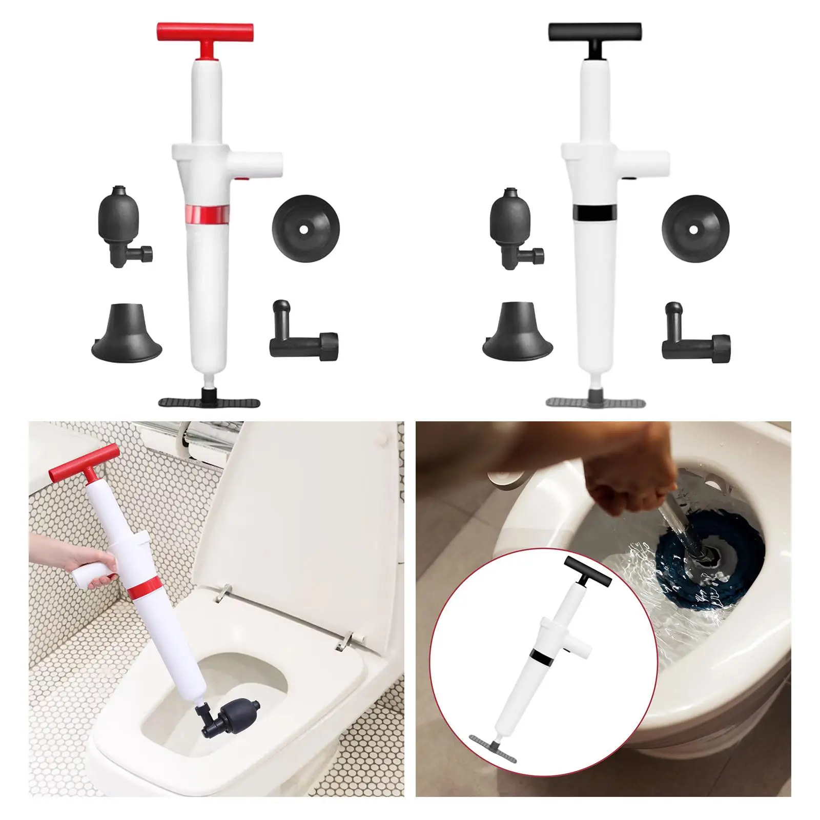 High Pressure Toilet Plunger Air Drain Blaster Kit with Real Time Barometer Clogged Pipe Toilet Unclogger for Kitchen Sink Home