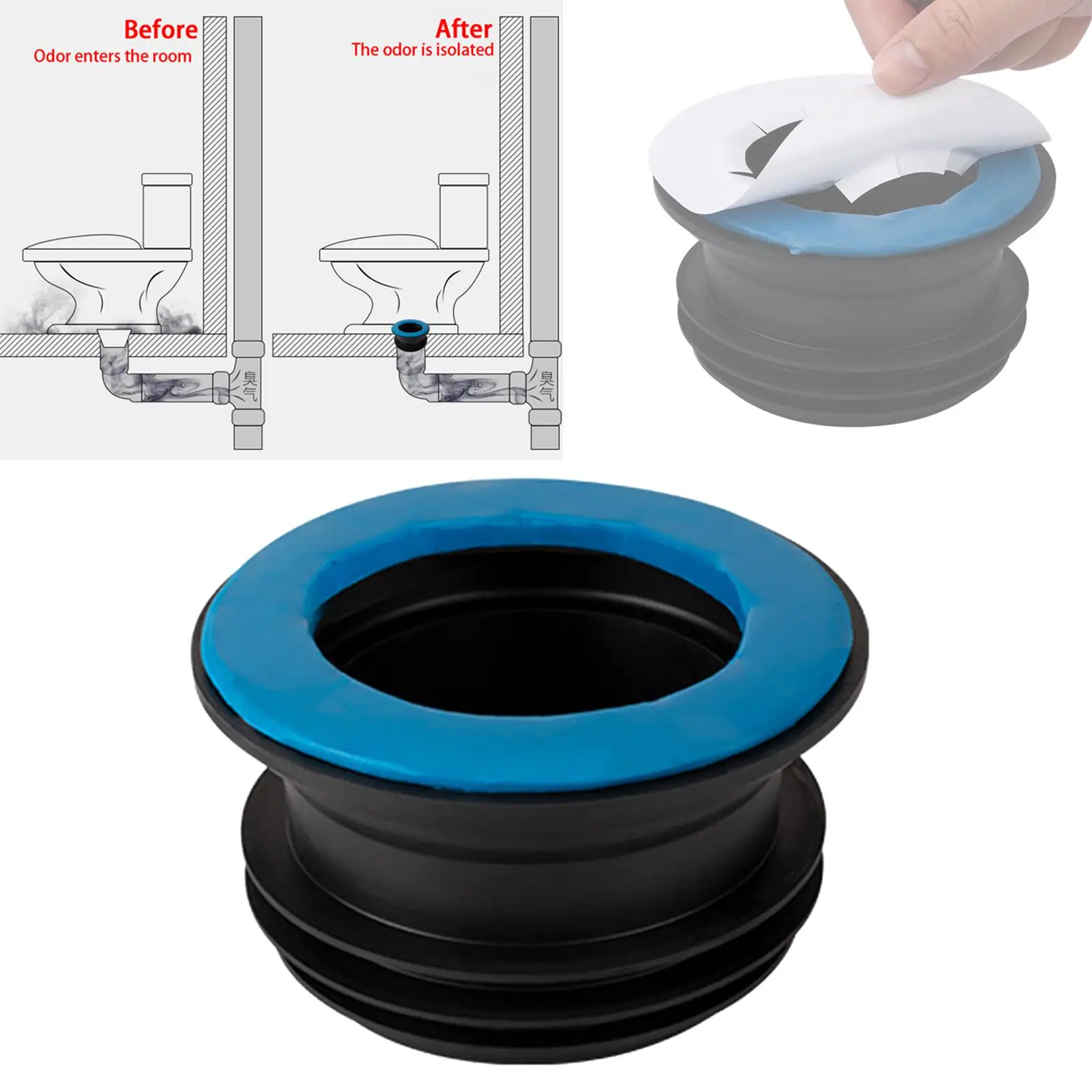Toilet Rubber Ring, Toilet Wax Ring, Toilet Repair Kit Rubber Seal Drain Pipe Sealing Ring