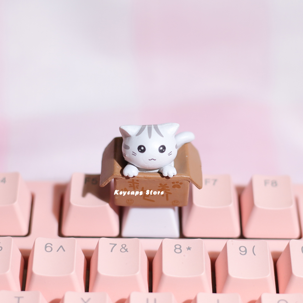 anime artesanal, branco Kawaii Keycap, PBT, eixo, cereja MX, DIY, personalizado