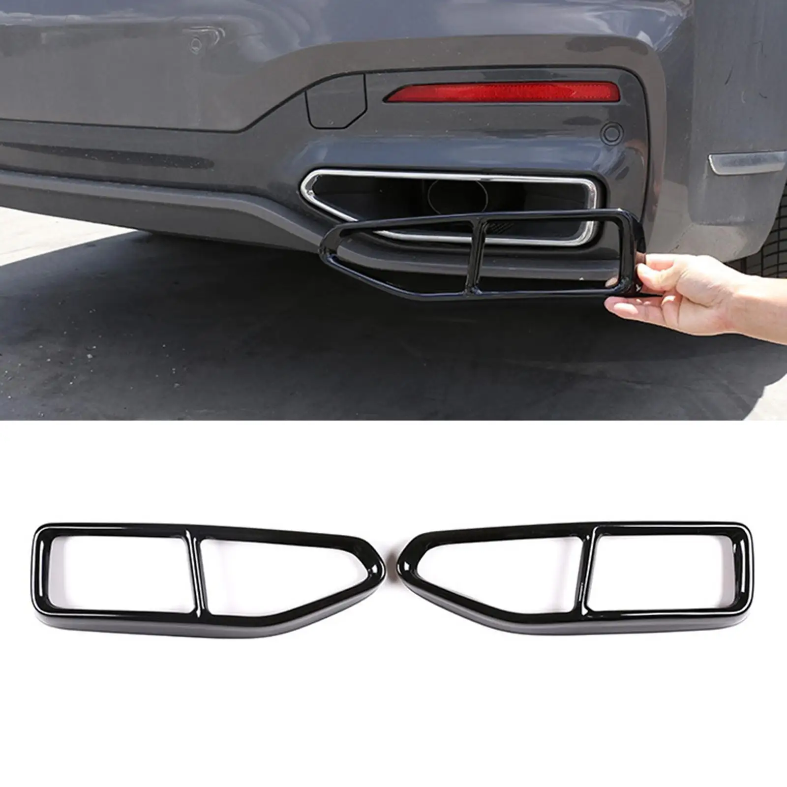 2x Stainless Steel Tailpipe Trim Frame Decoration Cover Rustproof Left Right Exhaust Pipe Output Cover for BMW 7 G11 G12