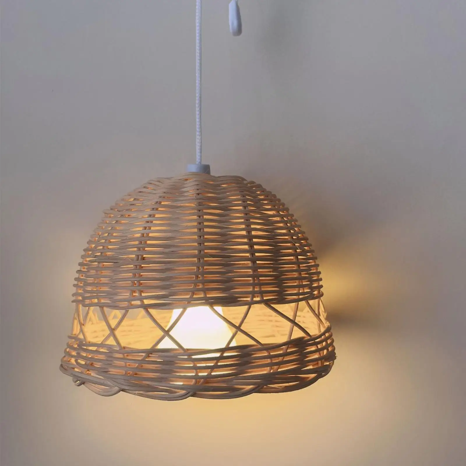 Rattan Lamp Shade Lamp Decoration Mini Boho Handmade Basket Chandelier Lamp Shade for Kids Room Living Room Cafe