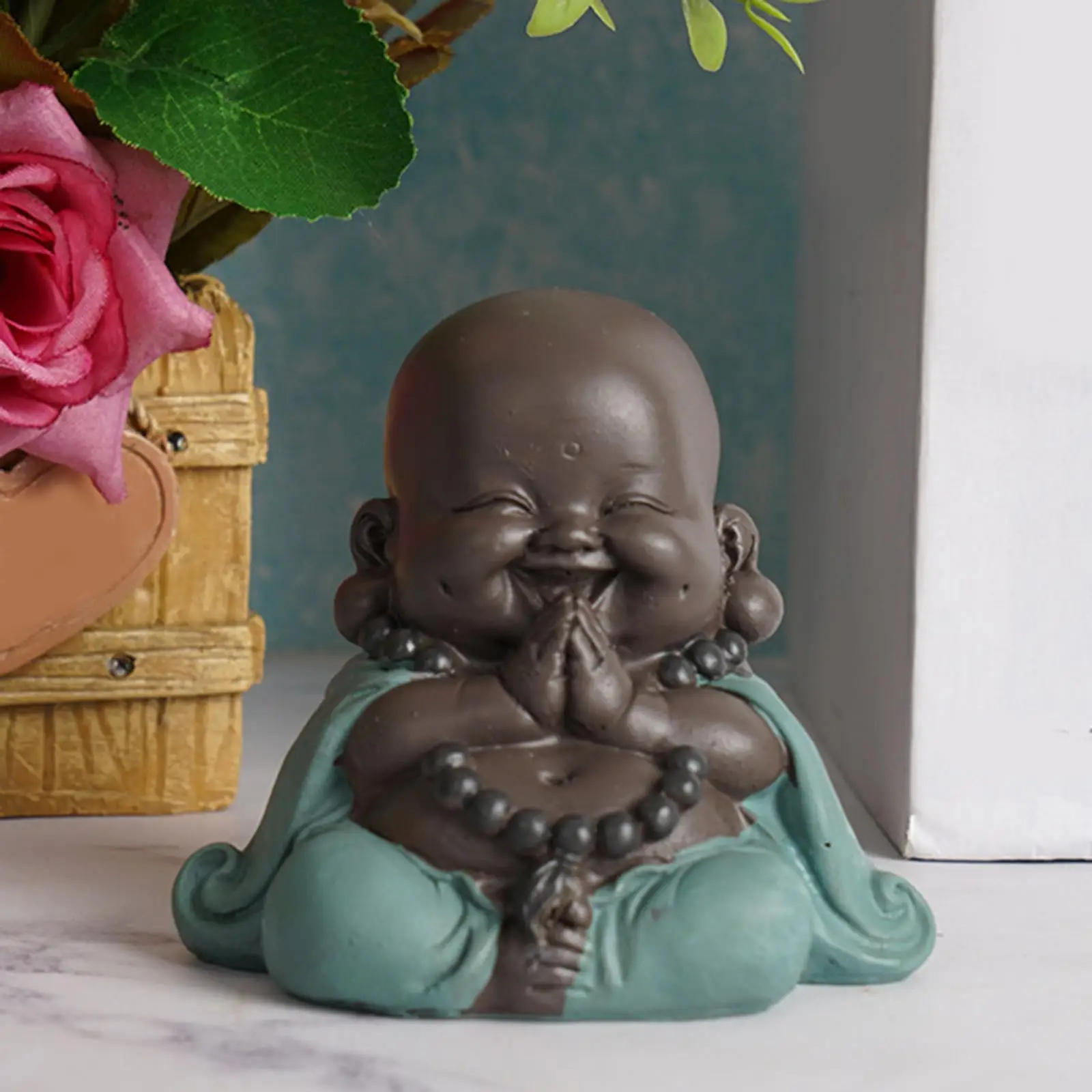 Smiling Buddha Statue Ornaments  for Car Dashboard Decor Collectible
