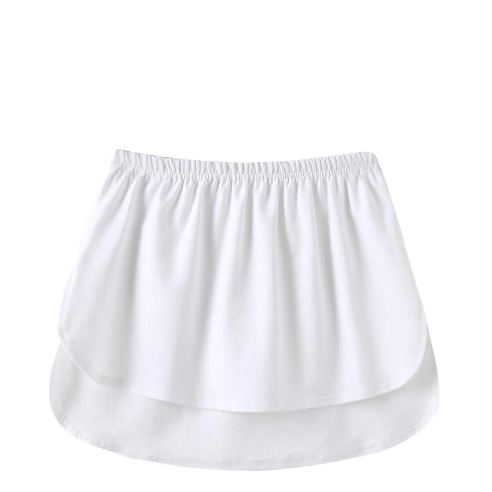 2 Piece Unisex Shirt Adjustable Loose Layering Fake Tops Lower Sweep Half-length Elastic Waist Band False Hemline Kawaii skirt white skirt