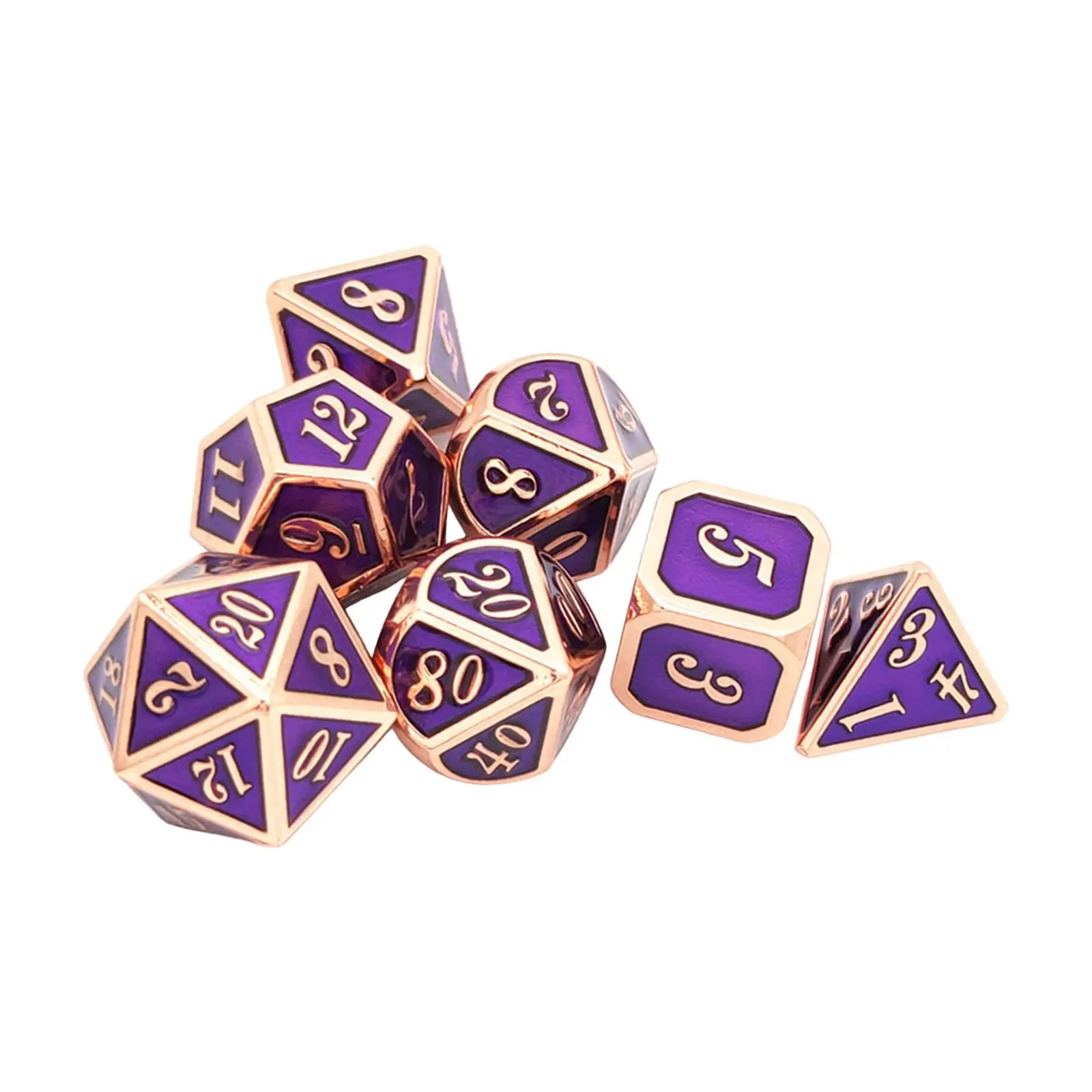 Metal Polyhedral Dice 7Pcs Set Handmade Versatile Reusable Smooth Surface Aluminum Alloy Accessory for Interactive Games