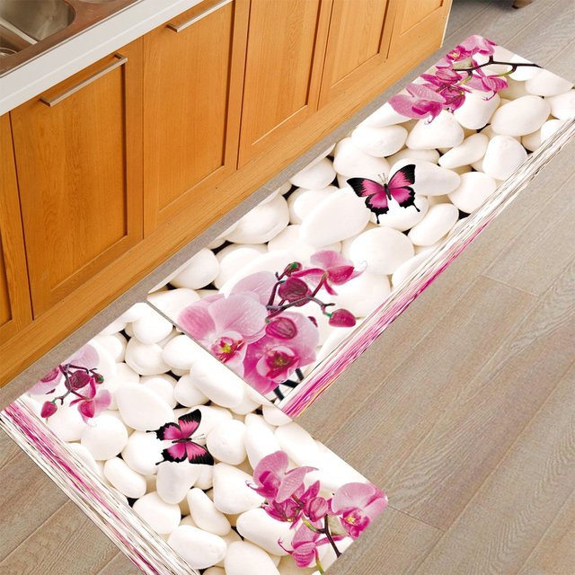 Alfombra De Cocina Antideslizante Rosa – Forma De L, De Diatomeas, Absorbente Y Lavable, 100x45 Cm
