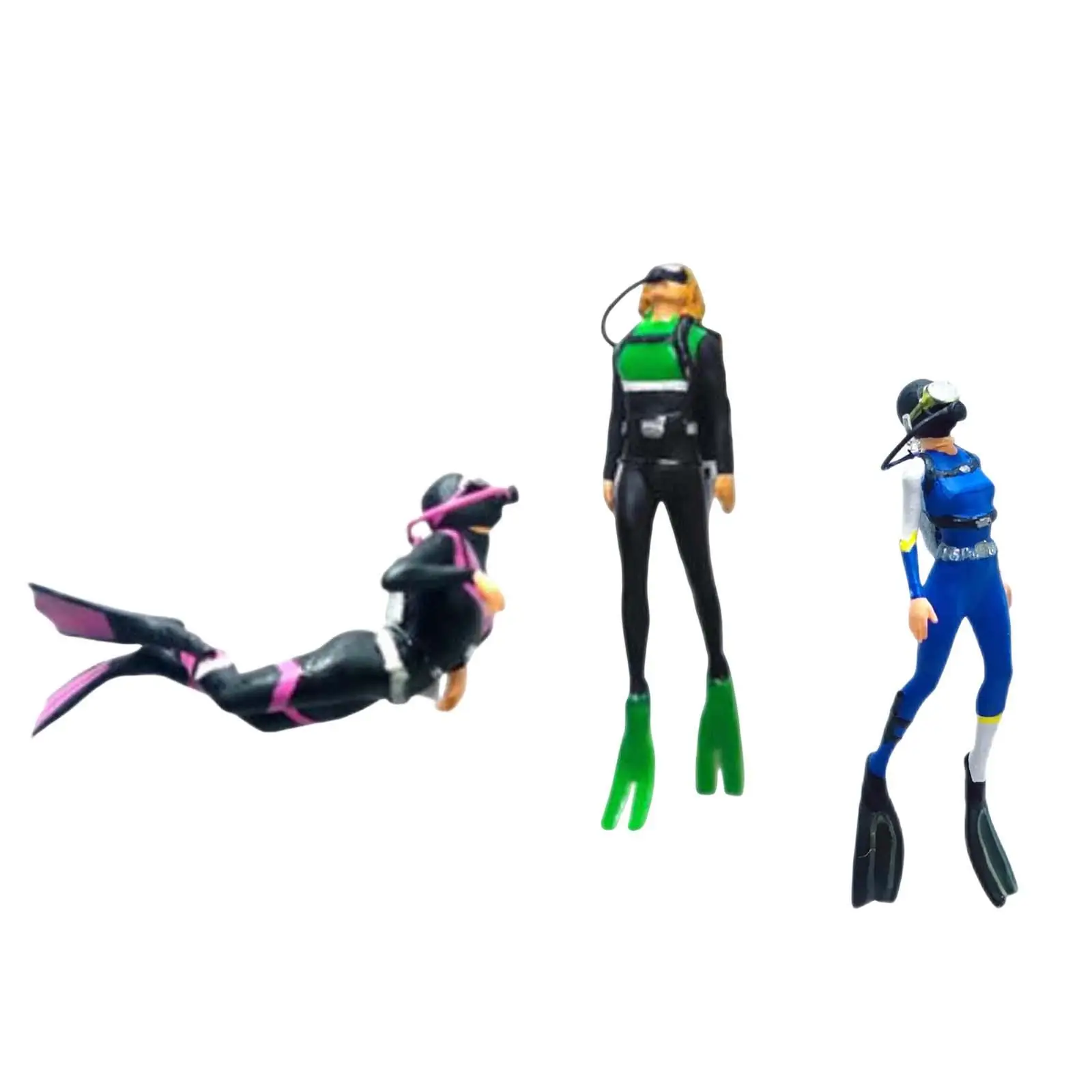 3x 1/64 Diving Figures Movie Props for DIY Projects Decor Miniature Scenes Desktop Ornament Diorama Layout Sand Table Decoration